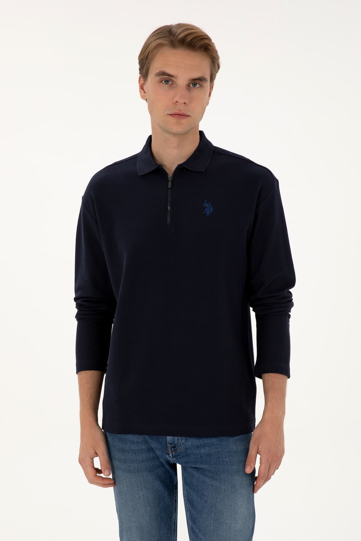 سوئیشرت مردانه U.S. Polo Assn. نیم زیپ فیت کامفورت سرمهای مدل 50313754-VR033 سوئیشرت مردانه U.S. Polo Assn. نیم زیپ فیت کامفورت سرمهای مدل 50313754-VR033