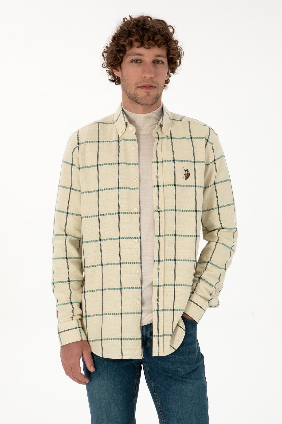 پیراهن مردانه U.S. Polo Assn. کرم چهارخانه آستینبلند فیت معمولی مدل 50316617-VR182 پیراهن مردانه U.S. Polo Assn. کرم چهارخانه آستینبلند فیت معمولی مدل 50316617-VR182