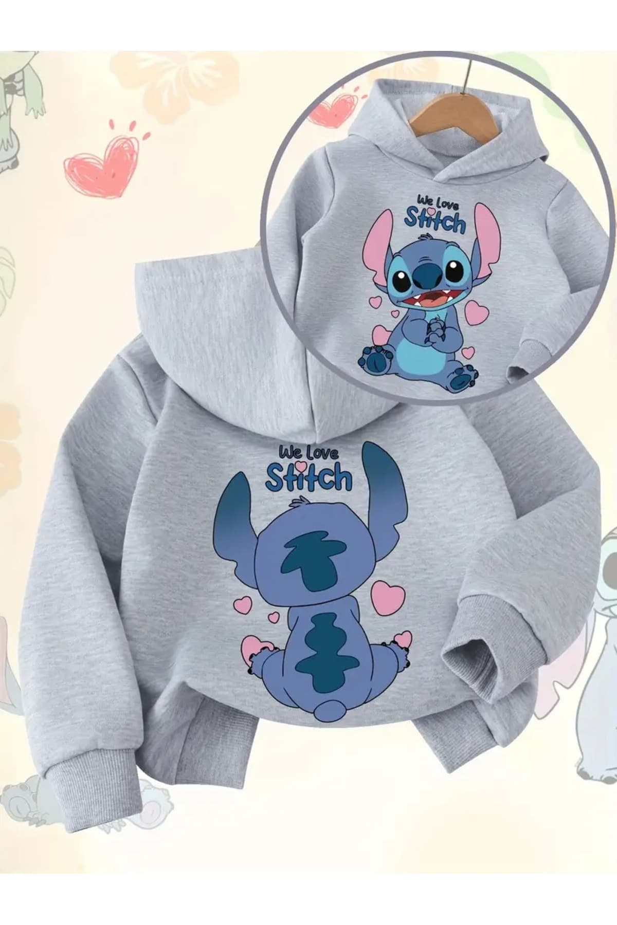 سویشرت کلاهدار زمستانی بچگانه oneagılyazı با طرح We Love Stitch سویشرت کلاهدار زمستانی بچگانه oneagılyazı با طرح We Love Stitch