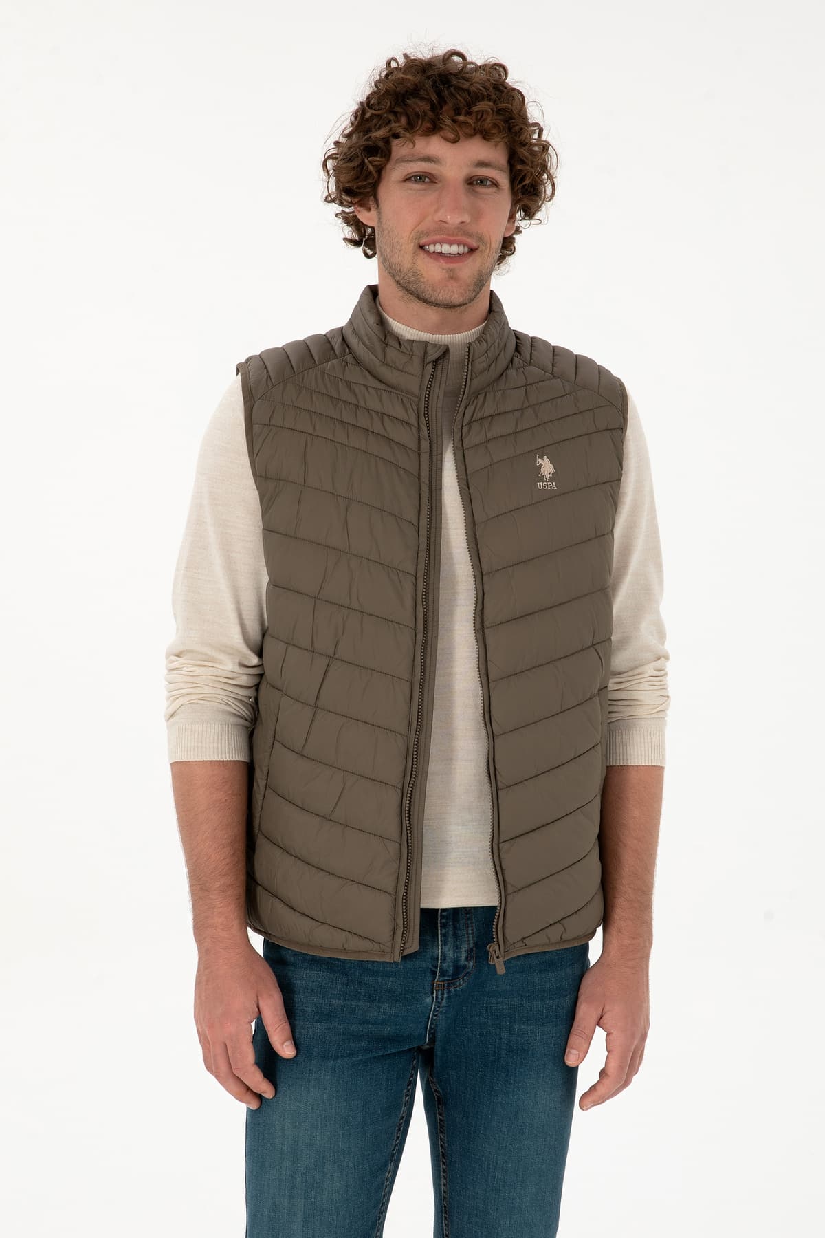 جلیقه مردانه U.S. Polo Assn. قهوهای روشن مدل 50312012-VR052 جلیقه مردانه U.S. Polo Assn. قهوهای روشن مدل 50312012-VR052
