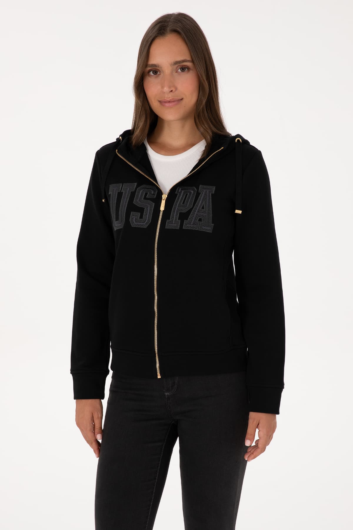 سوئیشرت زنانه U.S. Polo Assn. مشکی با زیپ و کلاهدار مدل 50307769-VR046 سوئیشرت زنانه U.S. Polo Assn. مشکی با زیپ و کلاهدار مدل 50307769-VR046