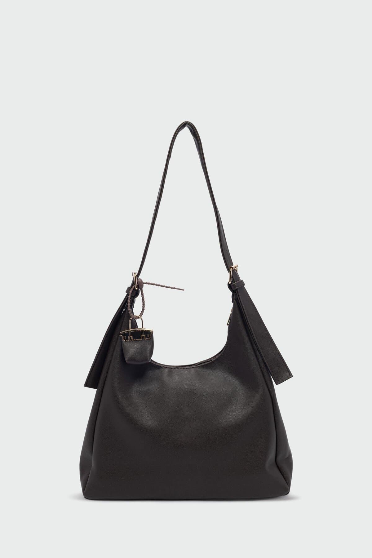 کیف دوشی افتاده Shule Bags با آویز Guts قهوهای کیف دوشی افتاده Shule Bags با آویز Guts قهوهای