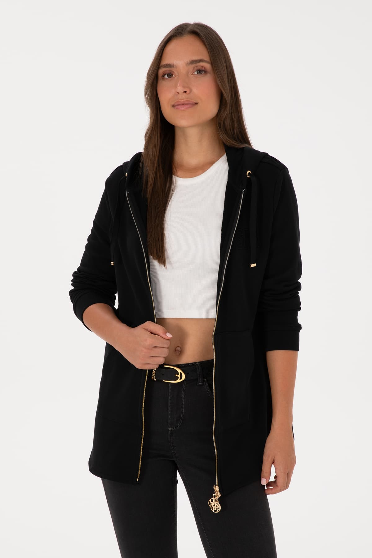 سوئیشرت زنانه U.S. Polo Assn. مشکی زیپدار کلاهدار مدل 50307714-VR046 سوئیشرت زنانه U.S. Polo Assn. مشکی زیپدار کلاهدار مدل 50307714-VR046