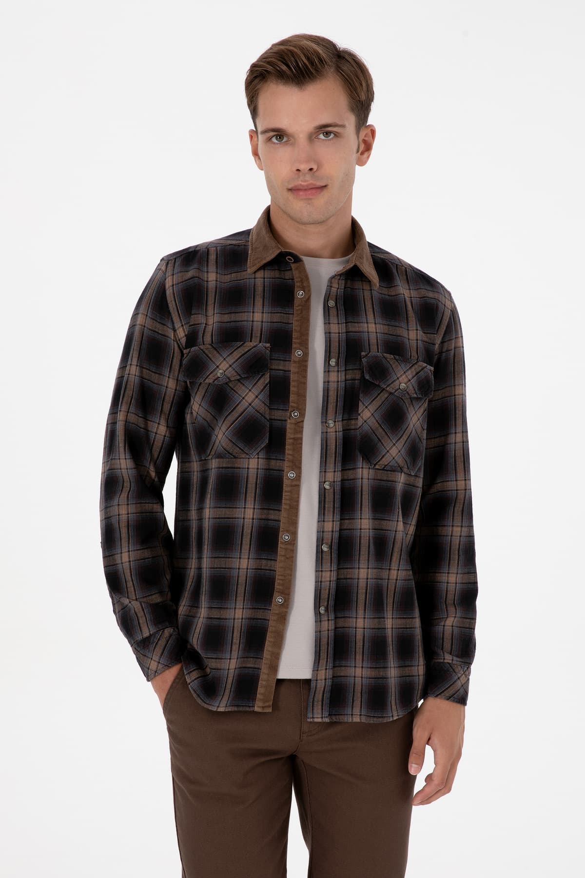 پیراهن آستینبلند مردانه قهوهای U.S. Polo Assn. مدل 50313432-VR029 پیراهن آستینبلند مردانه قهوهای U.S. Polo Assn. مدل 50313432-VR029