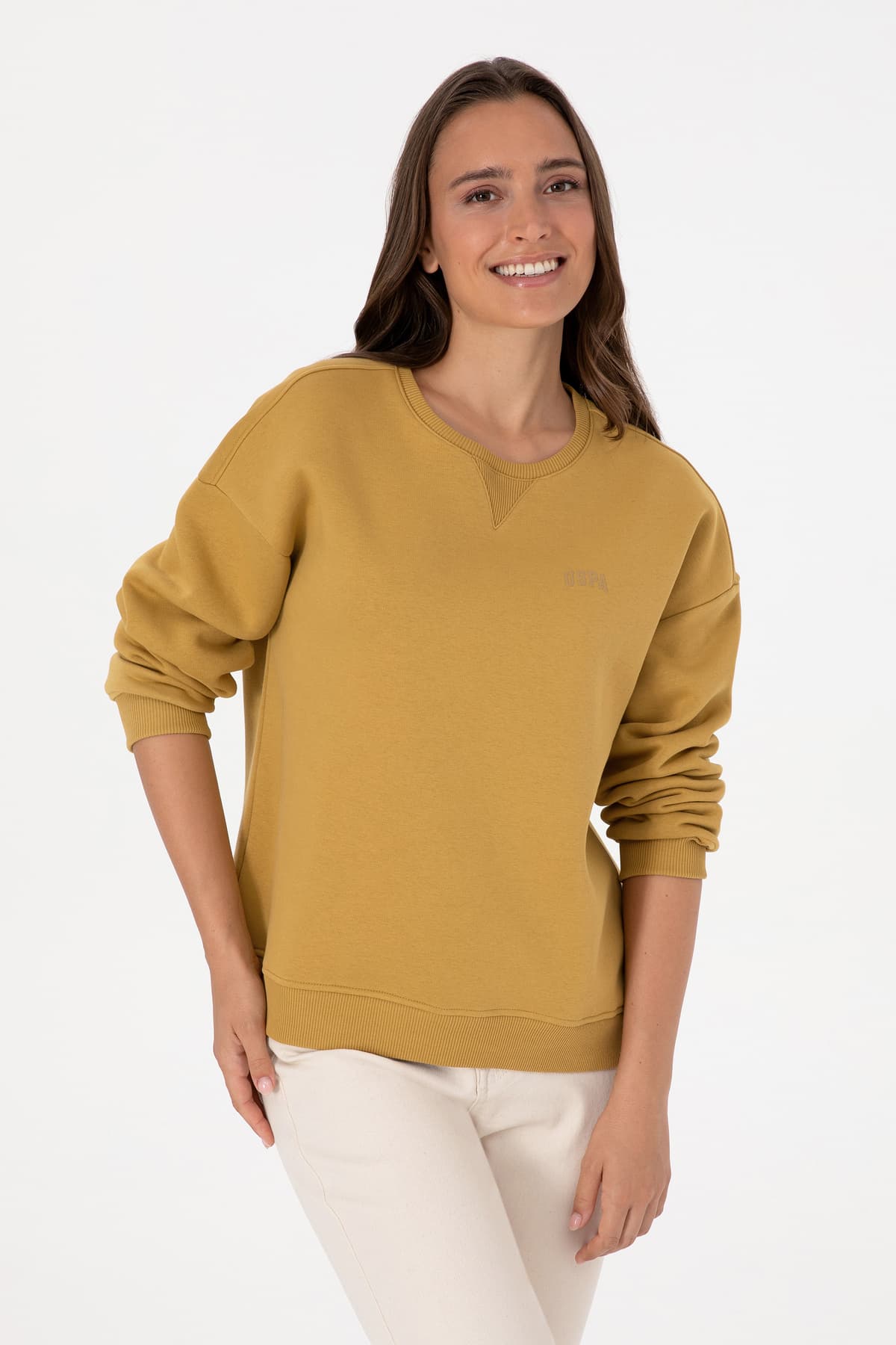 سویشرت زنانه U.S. Polo Assn. یقه گرد پرزدار شتری Basic مدل 50313586-VR151 سویشرت زنانه U.S. Polo Assn. یقه گرد پرزدار شتری Basic مدل 50313586-VR151