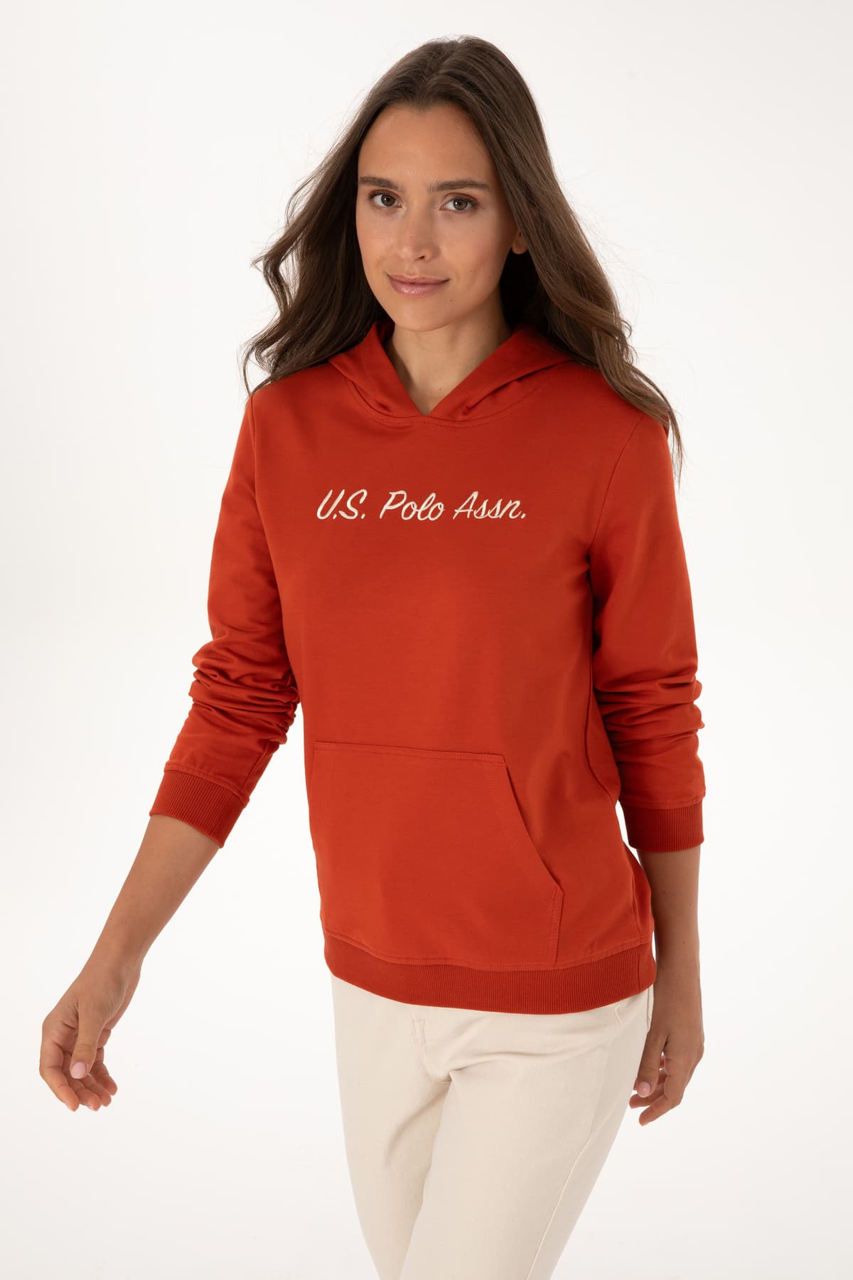 سوئیشرت زنانه U.S. Polo Assn. کلاهدار رنگ قرمز آجری مدل 50313559-VR031 سوئیشرت زنانه U.S. Polo Assn. کلاهدار رنگ قرمز آجری مدل 50313559-VR031