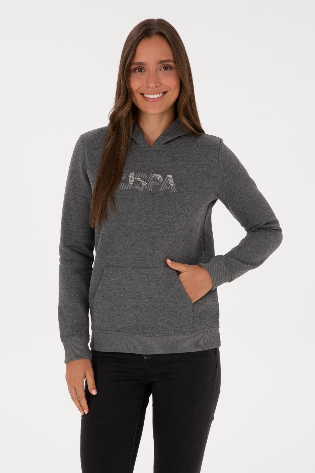 سوئیشرت زنانه U.S. Polo Assn. کاپوتدار آنتراسیت ملانژ مدل 50307711-VR081 سوئیشرت زنانه U.S. Polo Assn. کاپوتدار آنتراسیت ملانژ مدل 50307711-VR081