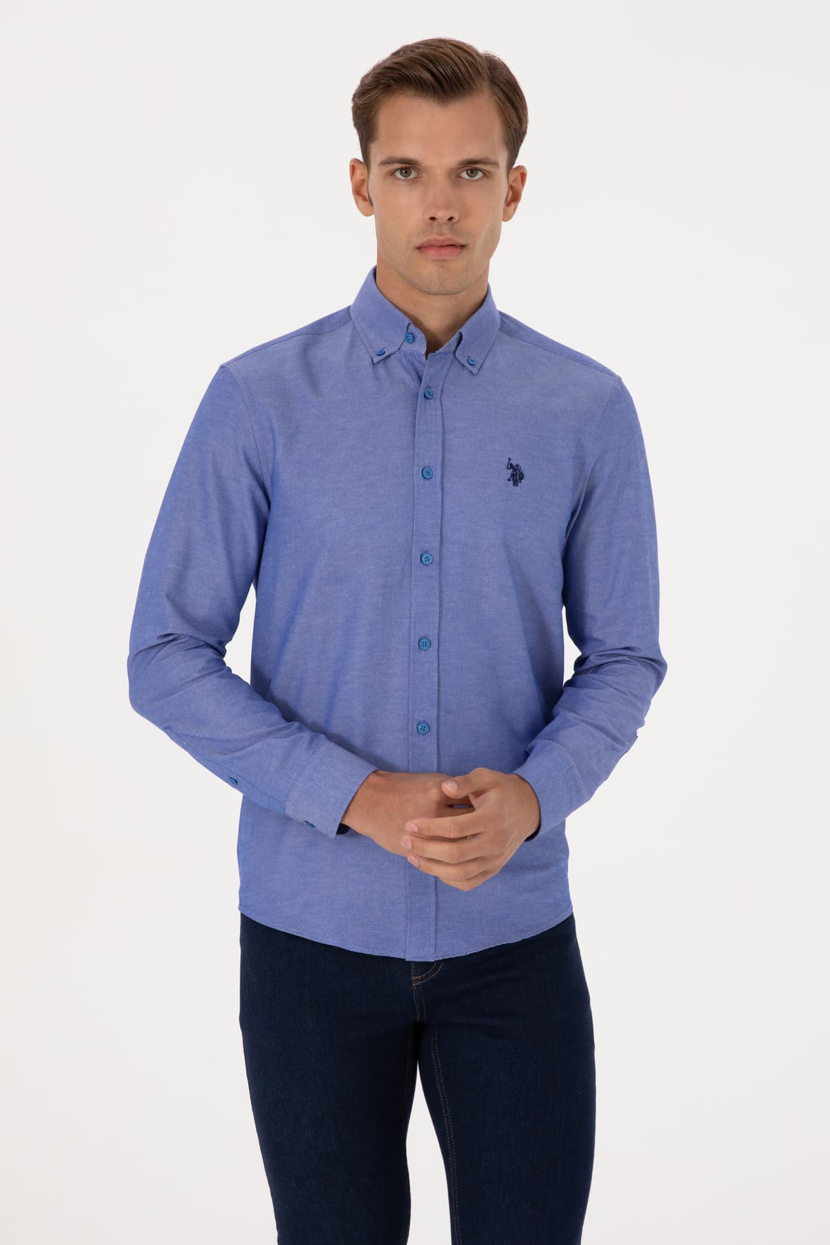 پیراهن مردانه U.S. Polo Assn. آستین بلند آبی روشن ساده مدل 50316723-VR032 پیراهن مردانه U.S. Polo Assn. آستین بلند آبی روشن ساده مدل 50316723-VR032