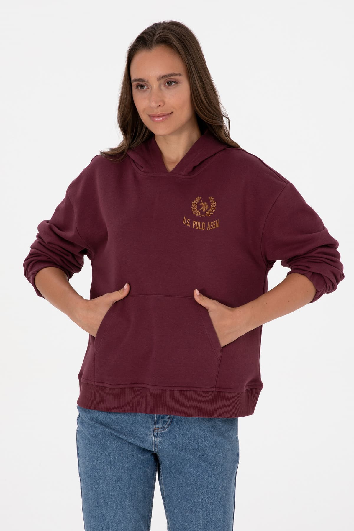 سوئیشرت زنانه U.S. Polo Assn. بوردو کلاهدار مدل 50307796-VR177 سوئیشرت زنانه U.S. Polo Assn. بوردو کلاهدار مدل 50307796-VR177