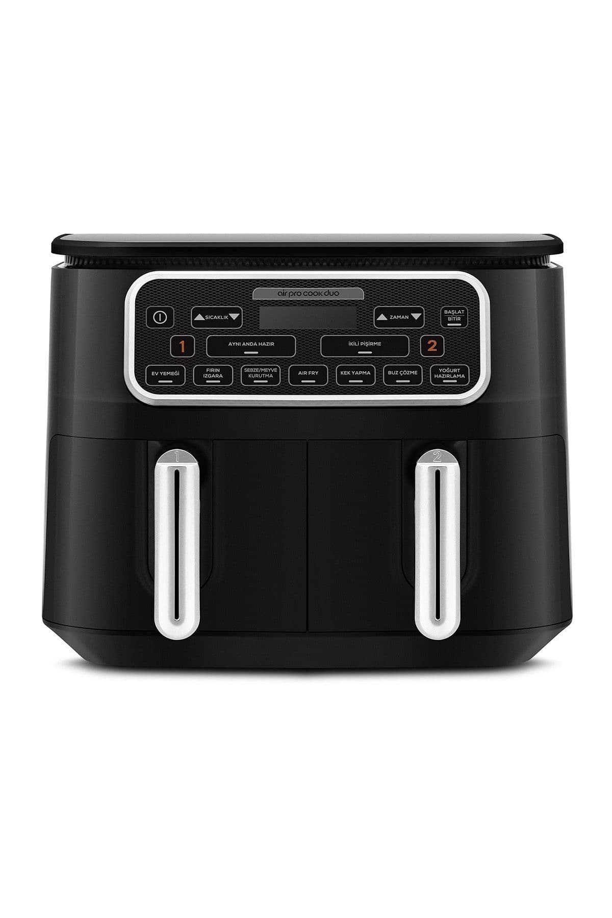 سرخکن هوایی Karaca Air Pro Cook Duo 4+4 لیتری مشکی کروم ۸ نفره سرخکن هوایی Karaca Air Pro Cook Duo 4+4 لیتری مشکی کروم ۸ نفره