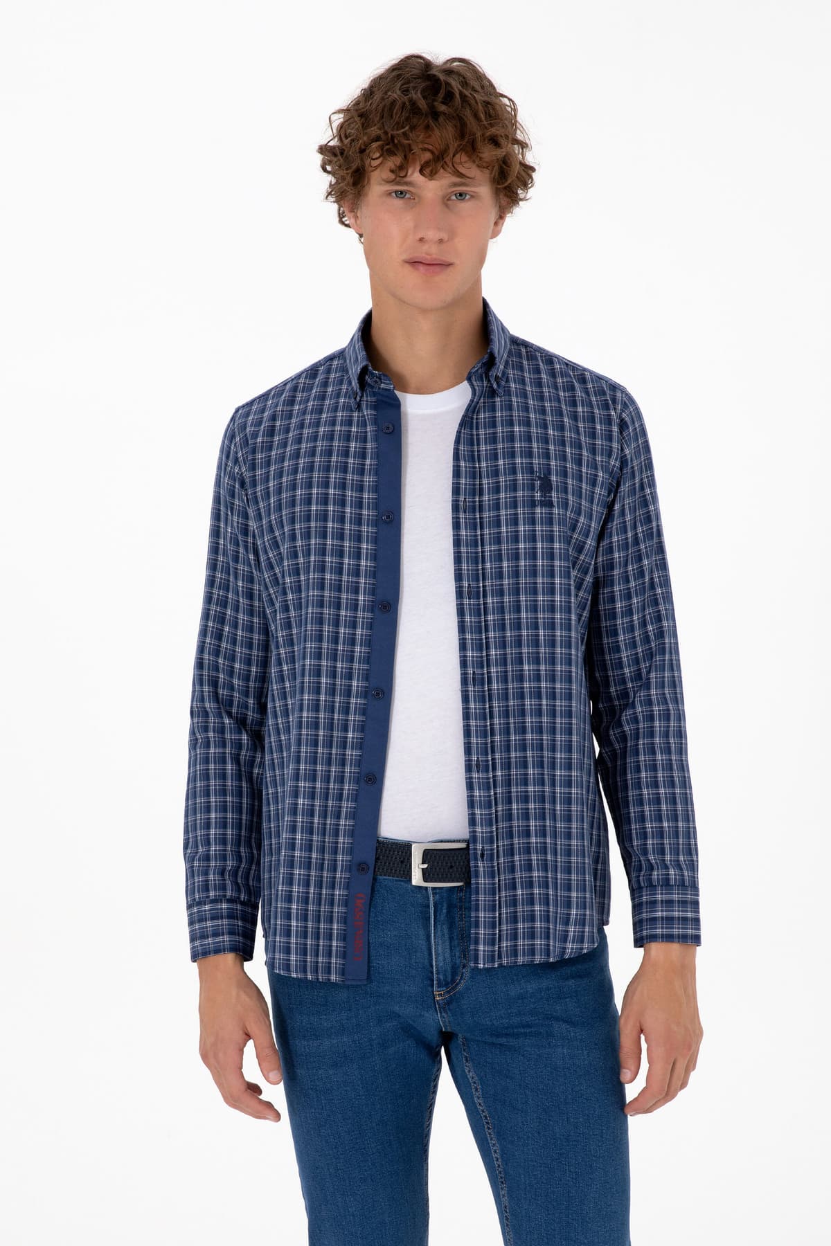 پیراهن مردانه U.S. Polo Assn. چهارخانه آبی و سرمهای آستینبلند مدل 50316631-VR032 پیراهن مردانه U.S. Polo Assn. چهارخانه آبی و سرمهای آستینبلند مدل 50316631-VR032