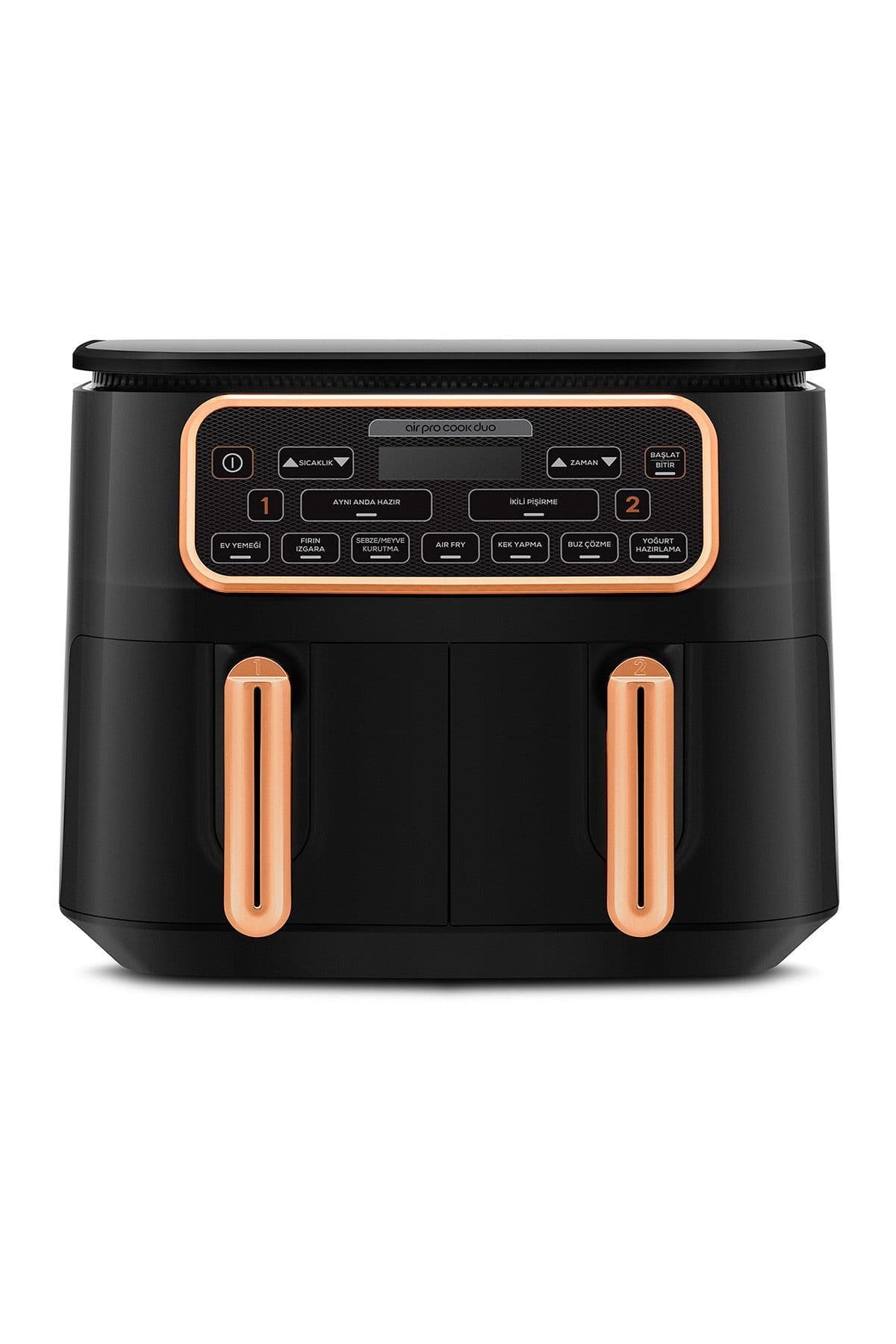 ایرفرایر Karaca Air Pro Cook Duo ظرفیت 4+4 لیتر XXXL ۸ نفره Black Cooper ایرفرایر Karaca Air Pro Cook Duo ظرفیت 4+4 لیتر XXXL ۸ نفره Black Cooper