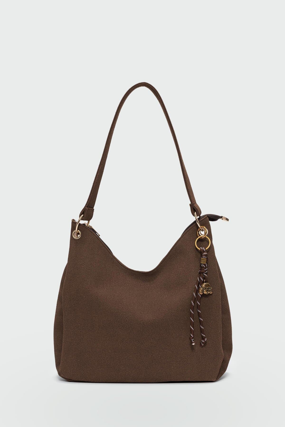 کیف دوشی زنانه Shule Bags با آویز قهوهای مدل Calico کیف دوشی زنانه Shule Bags با آویز قهوهای مدل Calico