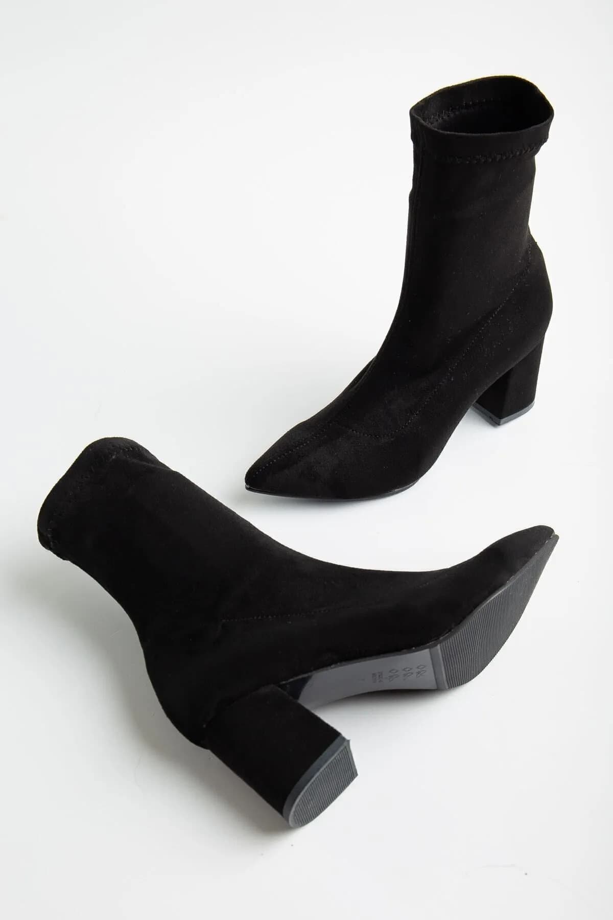 بوت زنانه ACMZ SHOES مشکی جیر نوک تیز پاشنه کلفت استرچ بوت زنانه ACMZ SHOES مشکی جیر نوک تیز پاشنه کلفت استرچ