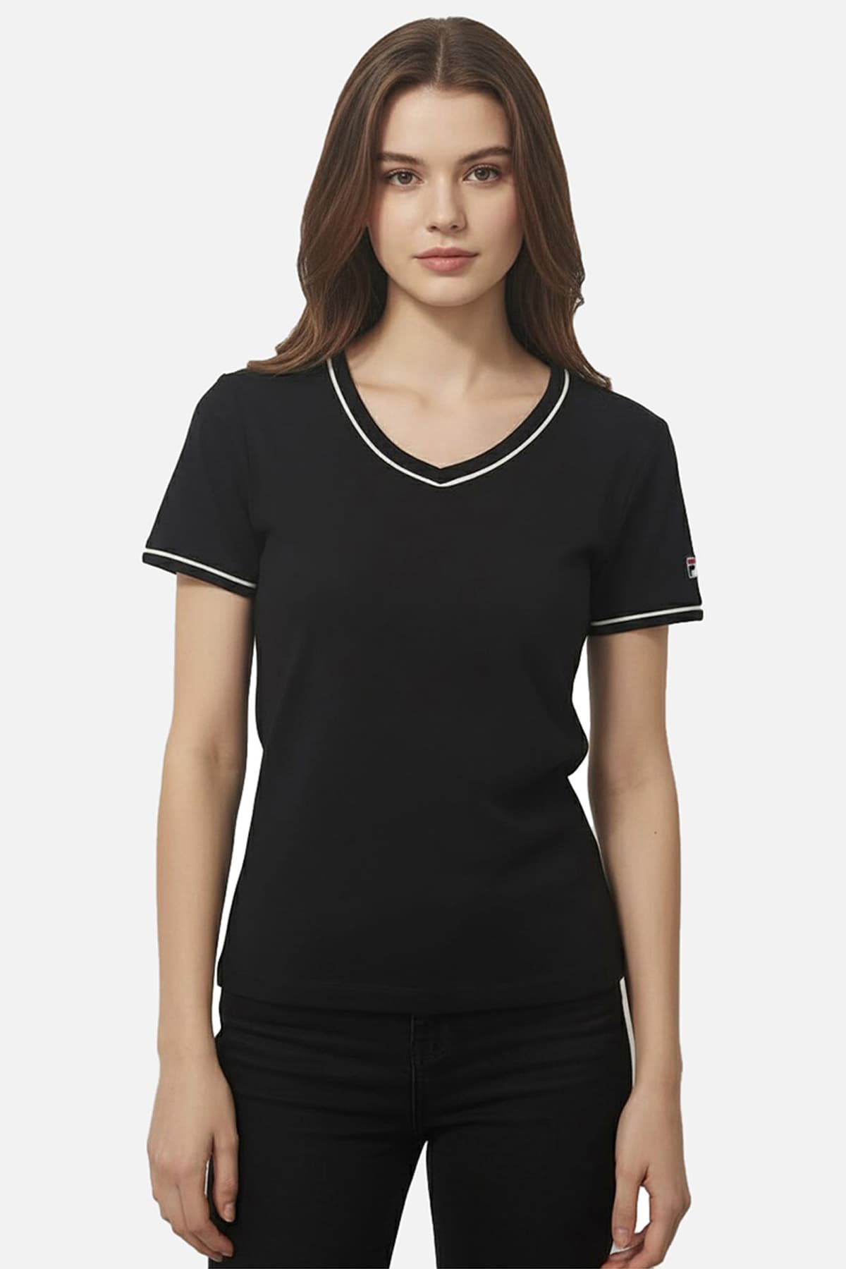 تیشرت زنانه Fila اسلیم یقه V پورتلو مدل Faw1166.80010 تیشرت زنانه Fila اسلیم یقه V پورتلو مدل Faw1166.80010