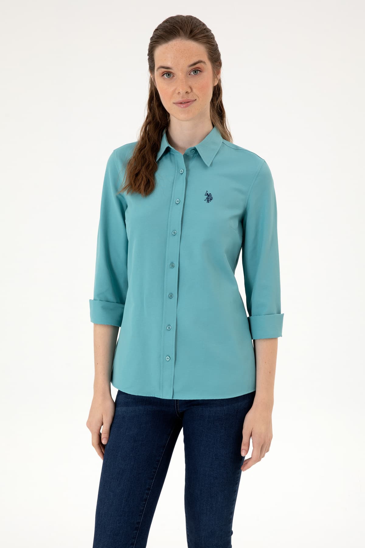 پیراهن زنانه U.S. Polo Assn. آبی روشن آستینبلند ساده مدل 50316711-VR003 پیراهن زنانه U.S. Polo Assn. آبی روشن آستینبلند ساده مدل 50316711-VR003