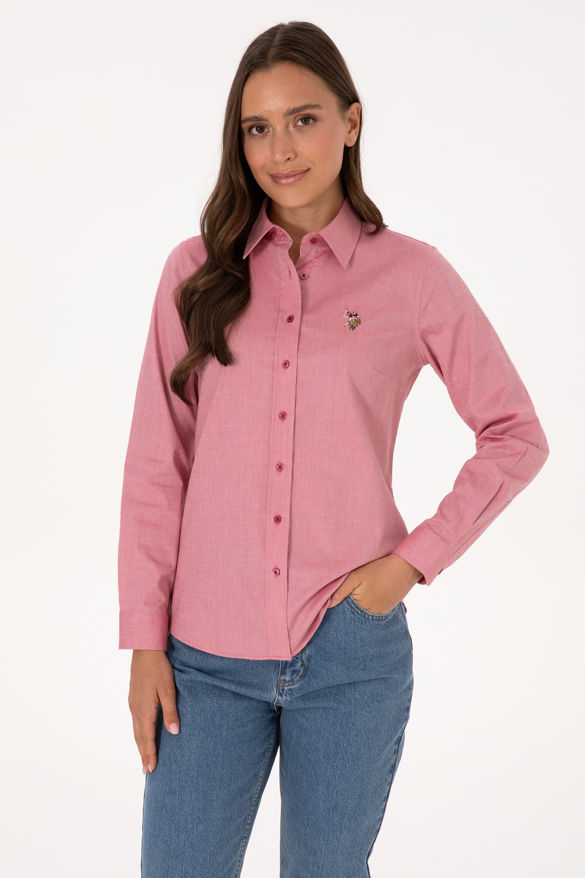 پیراهن زنانه U.S. Polo Assn. تمشکی تیره آستین بلند Basic مدل 50308038-VR104 پیراهن زنانه U.S. Polo Assn. تمشکی تیره آستین بلند Basic مدل 50308038-VR104
