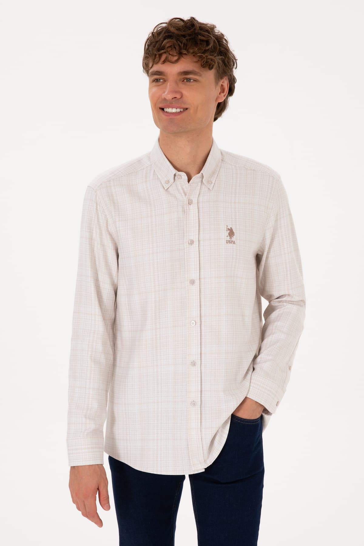 پیراهن مردانه U.S. Polo Assn. کرم آستینبلند مدل 50316640-VR256 پیراهن مردانه U.S. Polo Assn. کرم آستینبلند مدل 50316640-VR256