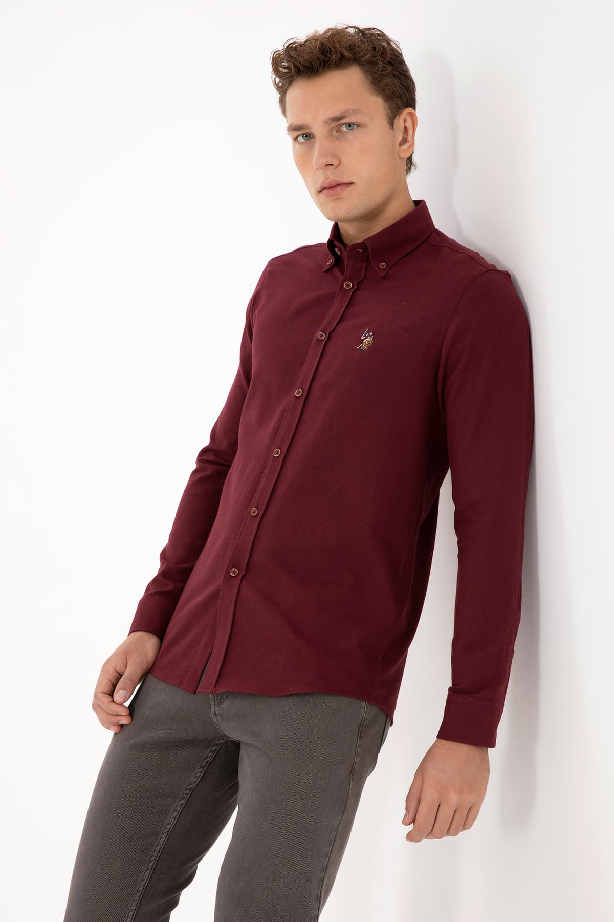 پیراهن مردانه آستینبلند ساده U.S. Polo Assn. زرشکی مدل 50307686-VR014 پیراهن مردانه آستینبلند ساده U.S. Polo Assn. زرشکی مدل 50307686-VR014