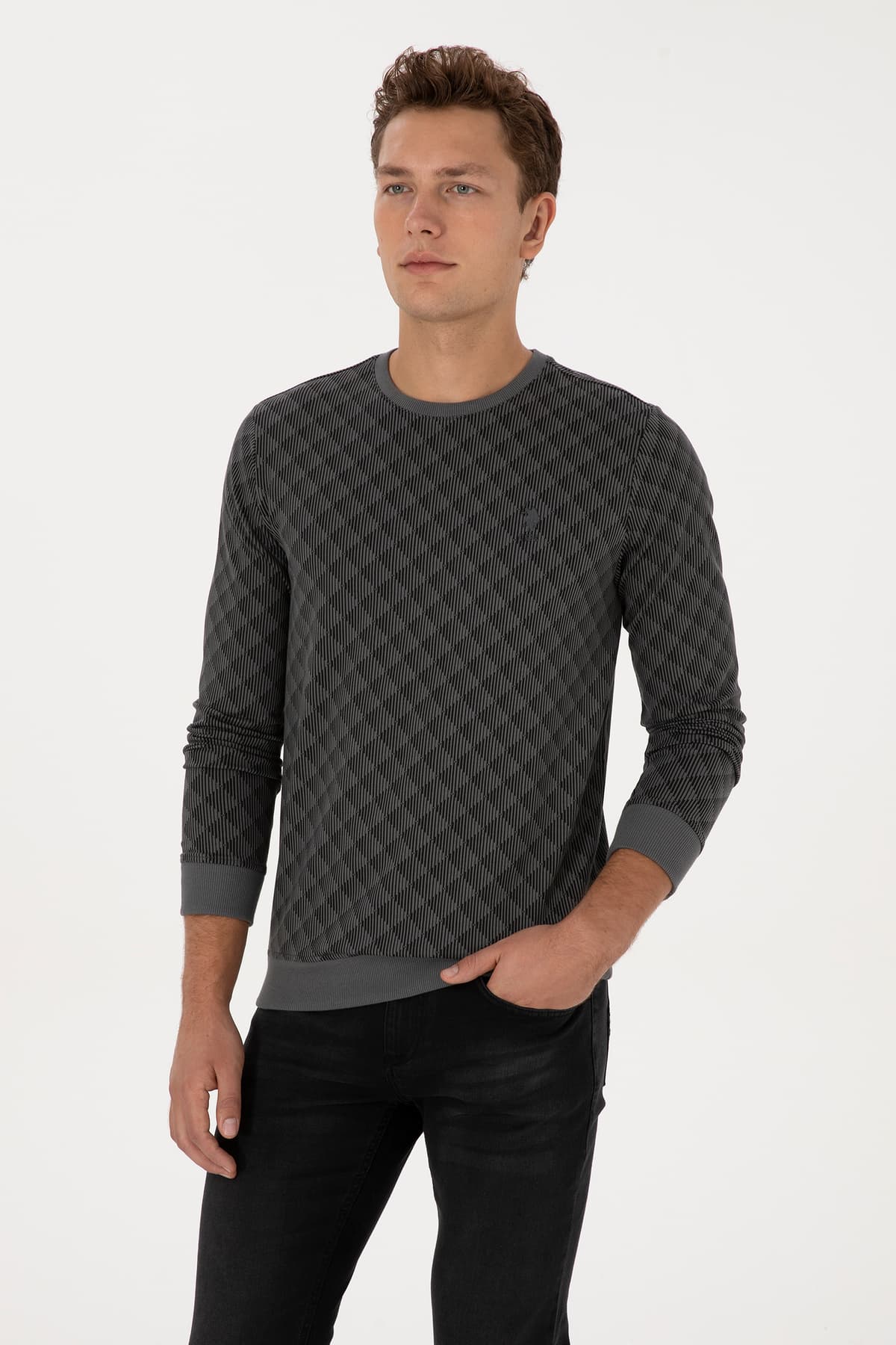 سوئیشرت مردانه U.S. Polo Assn. فیت معمولی یقه گرد آنتراسیت مدل 50309993-VR006 سوئیشرت مردانه U.S. Polo Assn. فیت معمولی یقه گرد آنتراسیت مدل 50309993-VR006