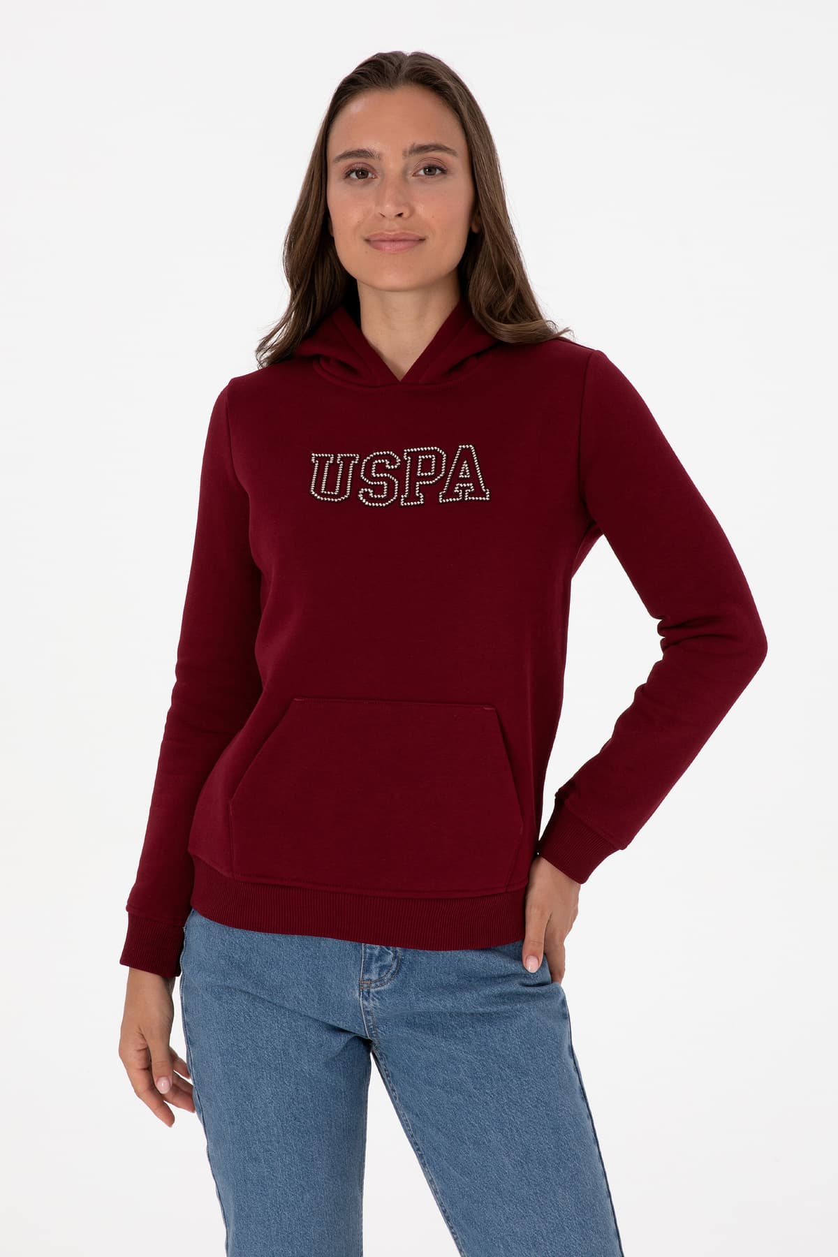 سوئیشرت زنانه U.S. Polo Assn. کلاهدار شاردون زرشکی مدل 50313566-VR014 سوئیشرت زنانه U.S. Polo Assn. کلاهدار شاردون زرشکی مدل 50313566-VR014