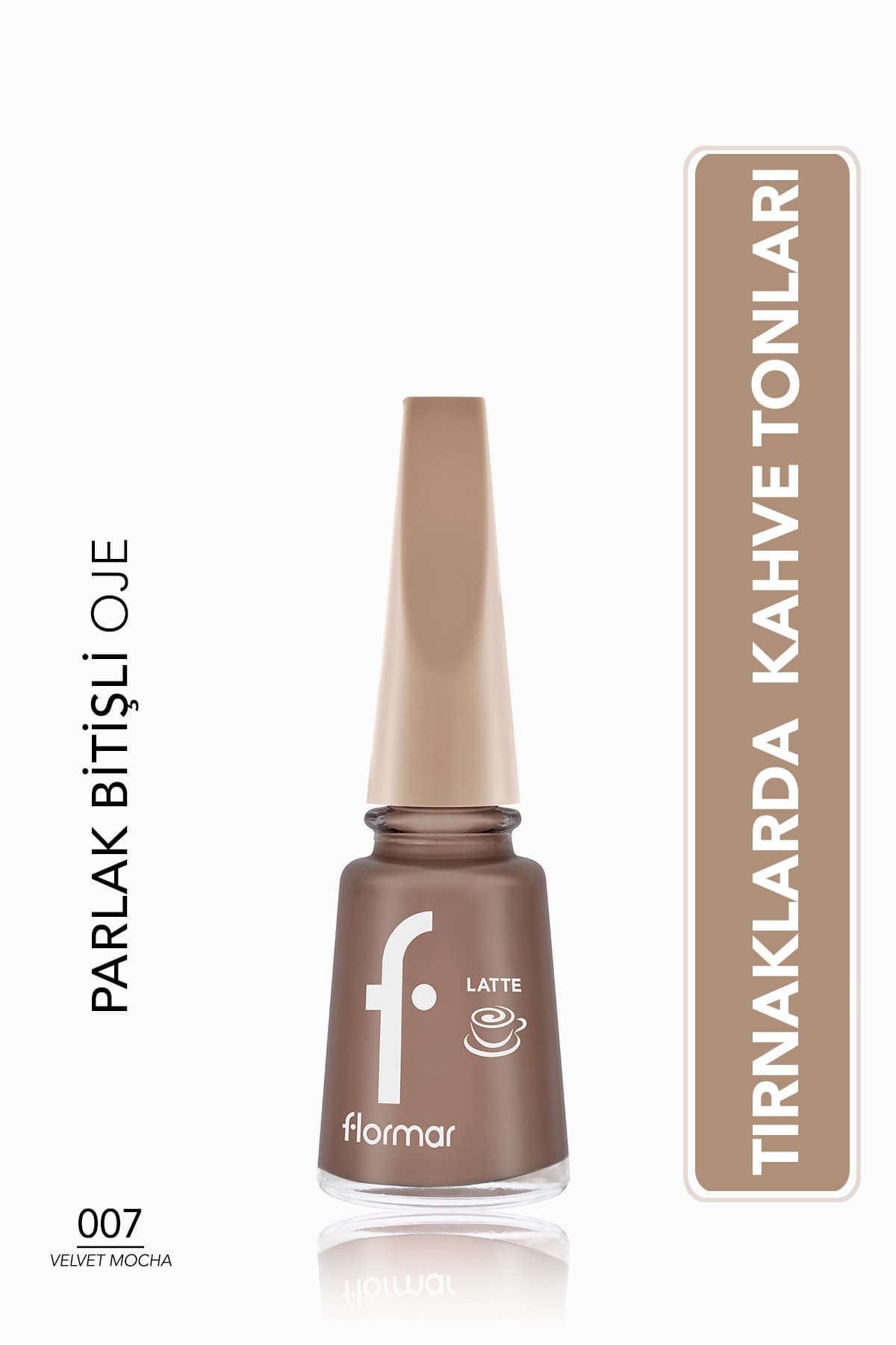 لاک ناخن Flormar Latte قهوهای با رنگدانه بالا و پایان براق لاک ناخن Flormar Latte قهوهای با رنگدانه بالا و پایان براق