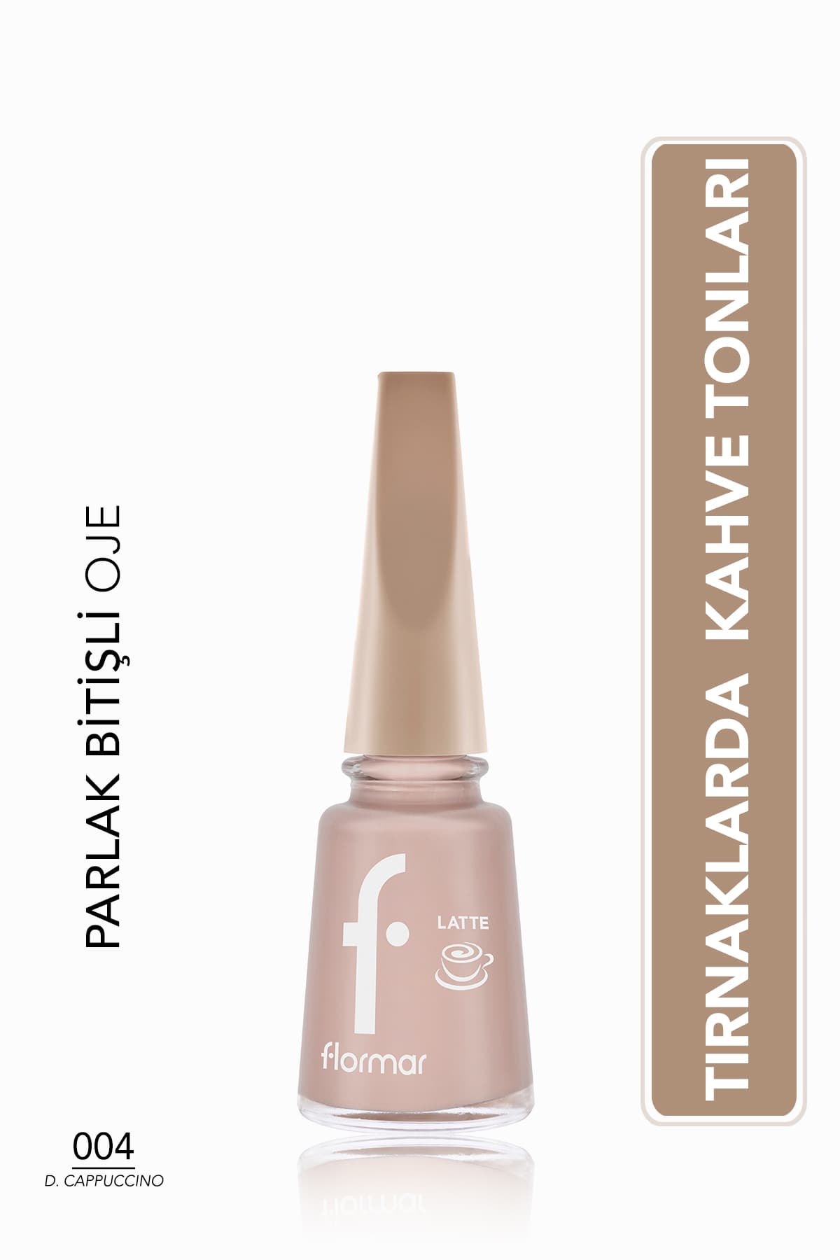 لاک ناخن Flormar Latte قهوهای با پیگمنت بالا و جلوه براق لاک ناخن Flormar Latte قهوهای با پیگمنت بالا و جلوه براق