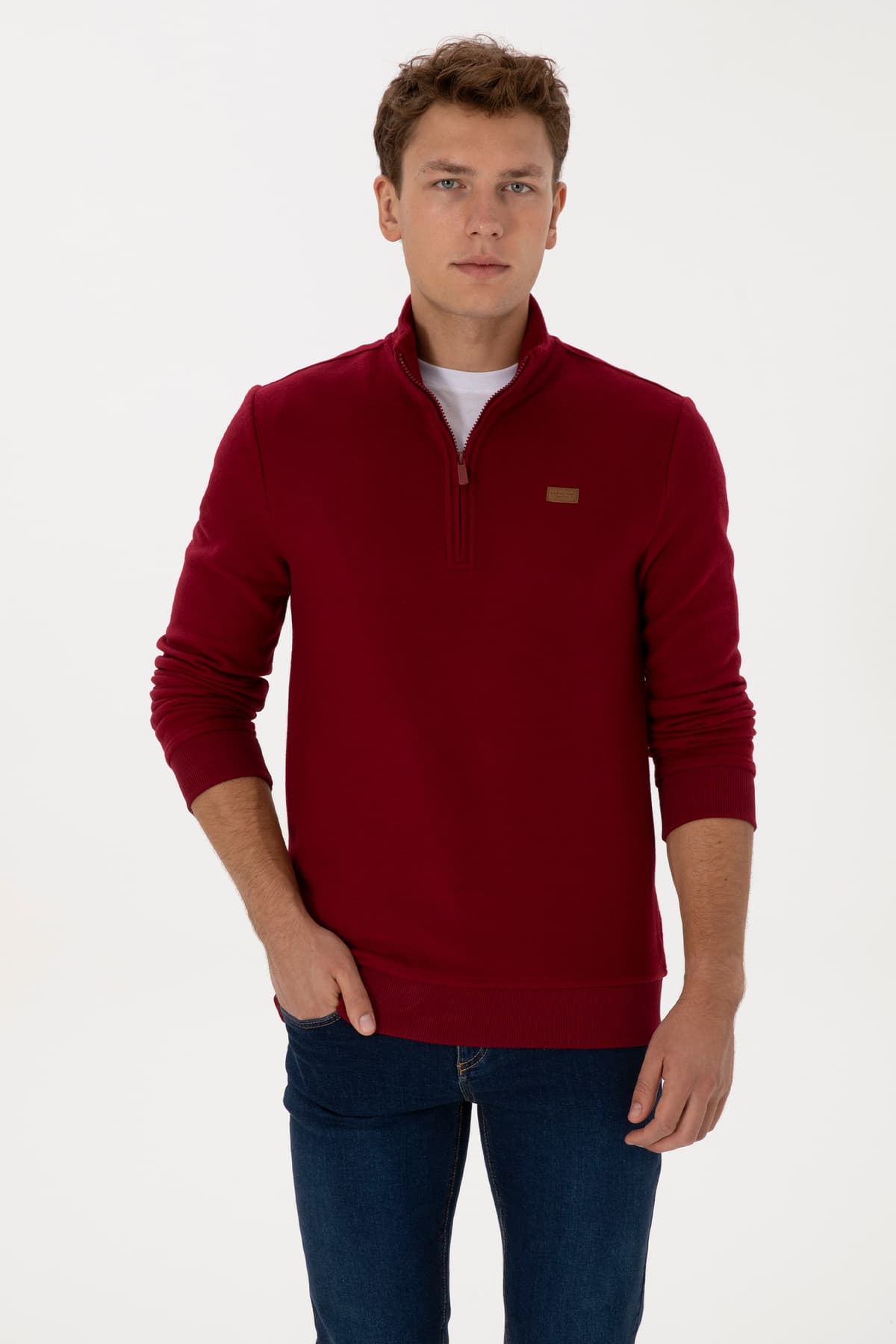 سویشرت مردانه U.S. Polo Assn. فیت معمولی نیم زیپ شاردون یقه پولو زرشکی بیسیک مدل 50313802-VR014 سویشرت مردانه U.S. Polo Assn. فیت معمولی نیم زیپ شاردون یقه پولو زرشکی بیسیک مدل 50313802-VR014