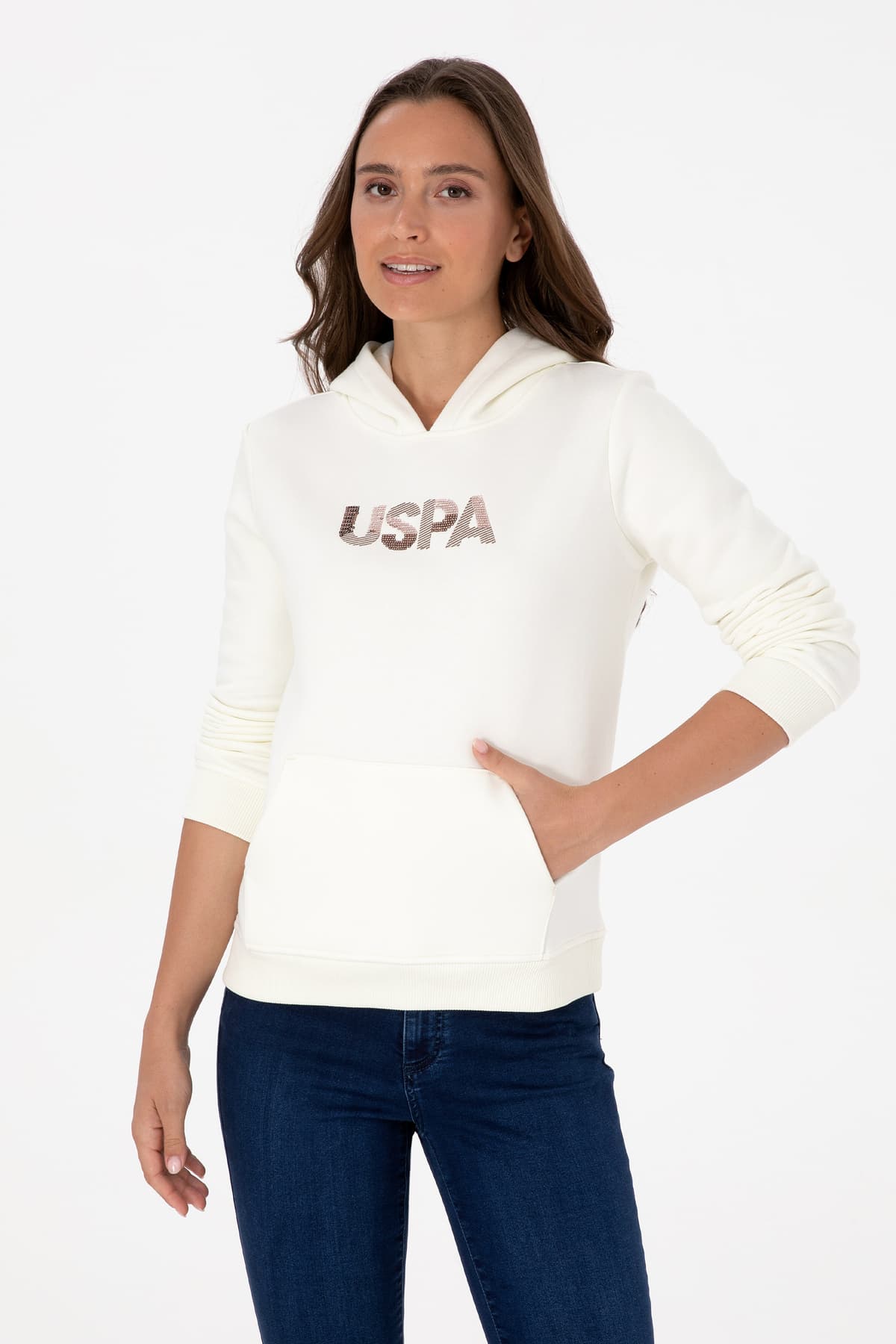 سویشرت زنانه U.S. Polo Assn. کرم کلاهدار ساده مدل 50307711-VR256 سویشرت زنانه U.S. Polo Assn. کرم کلاهدار ساده مدل 50307711-VR256