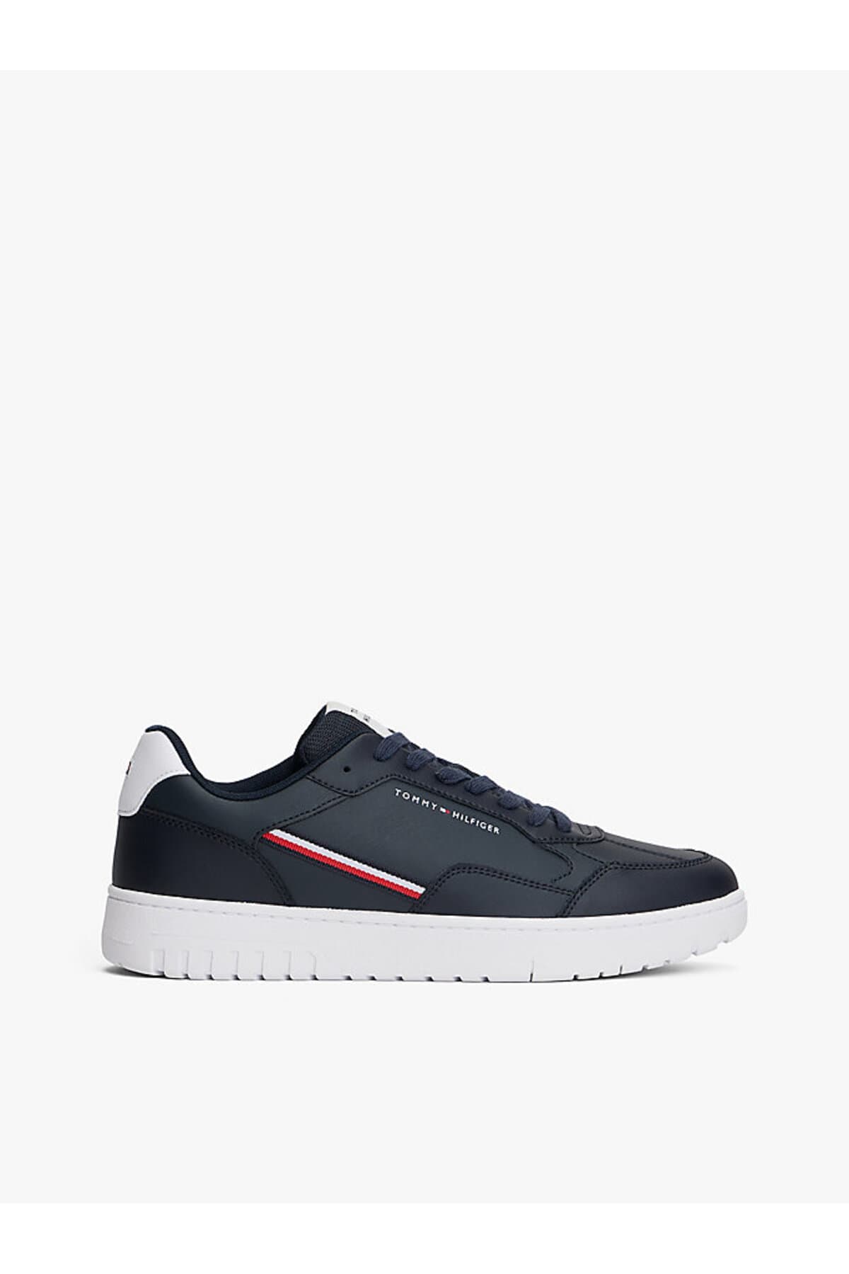 کفش کتانی مردانه Tommy Hilfiger Basket Core Stripe ساق کوتاه آبی صحرایی کفش کتانی مردانه Tommy Hilfiger Basket Core Stripe ساق کوتاه آبی صحرایی