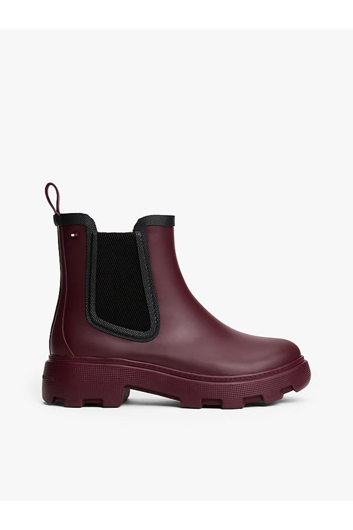 بوت بارانی چلسی زنانه Tommy Hilfiger با آستر گرم زرشکی بوت بارانی چلسی زنانه Tommy Hilfiger با آستر گرم زرشکی