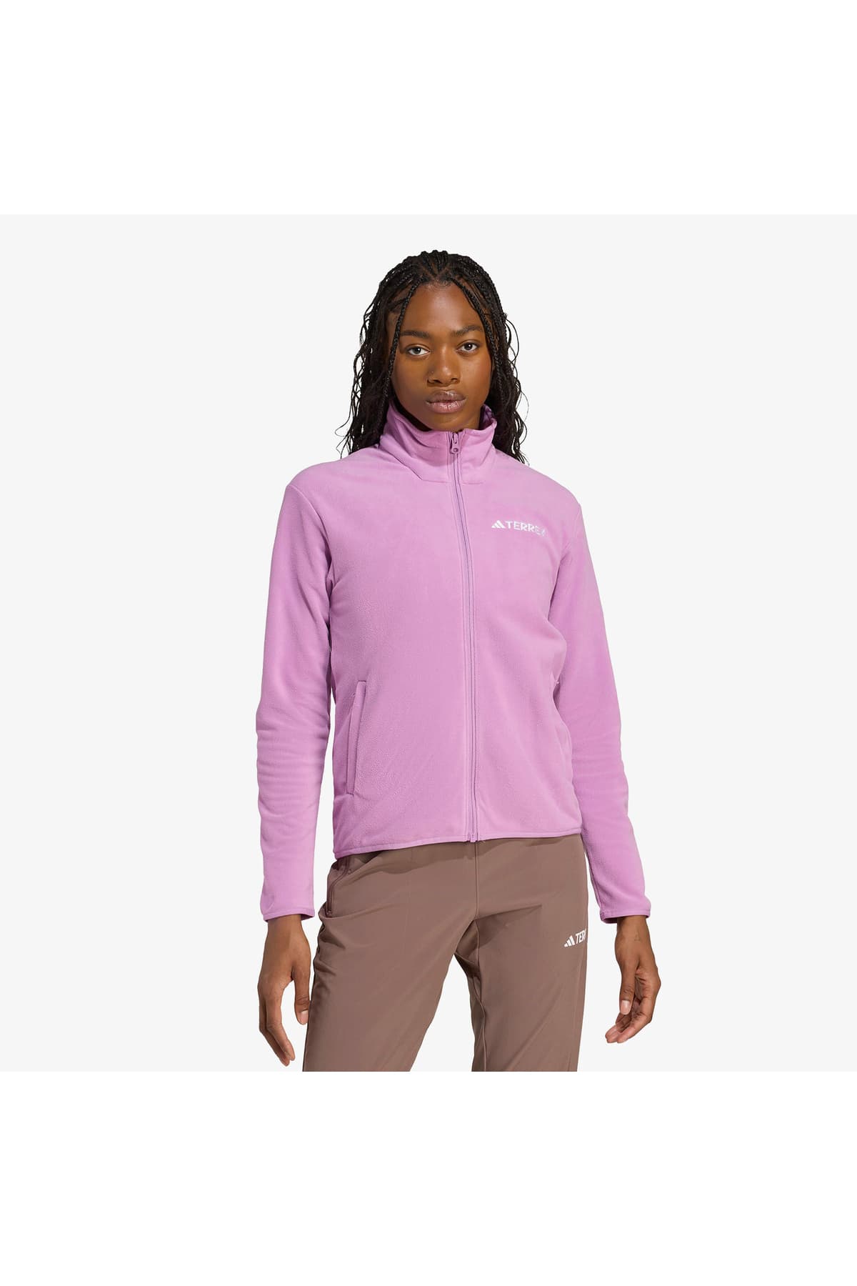 ژاکت پلار زنانه adidas Multi Essentials Full Zip بنفش پیادهروی ژاکت پلار زنانه adidas Multi Essentials Full Zip بنفش پیادهروی