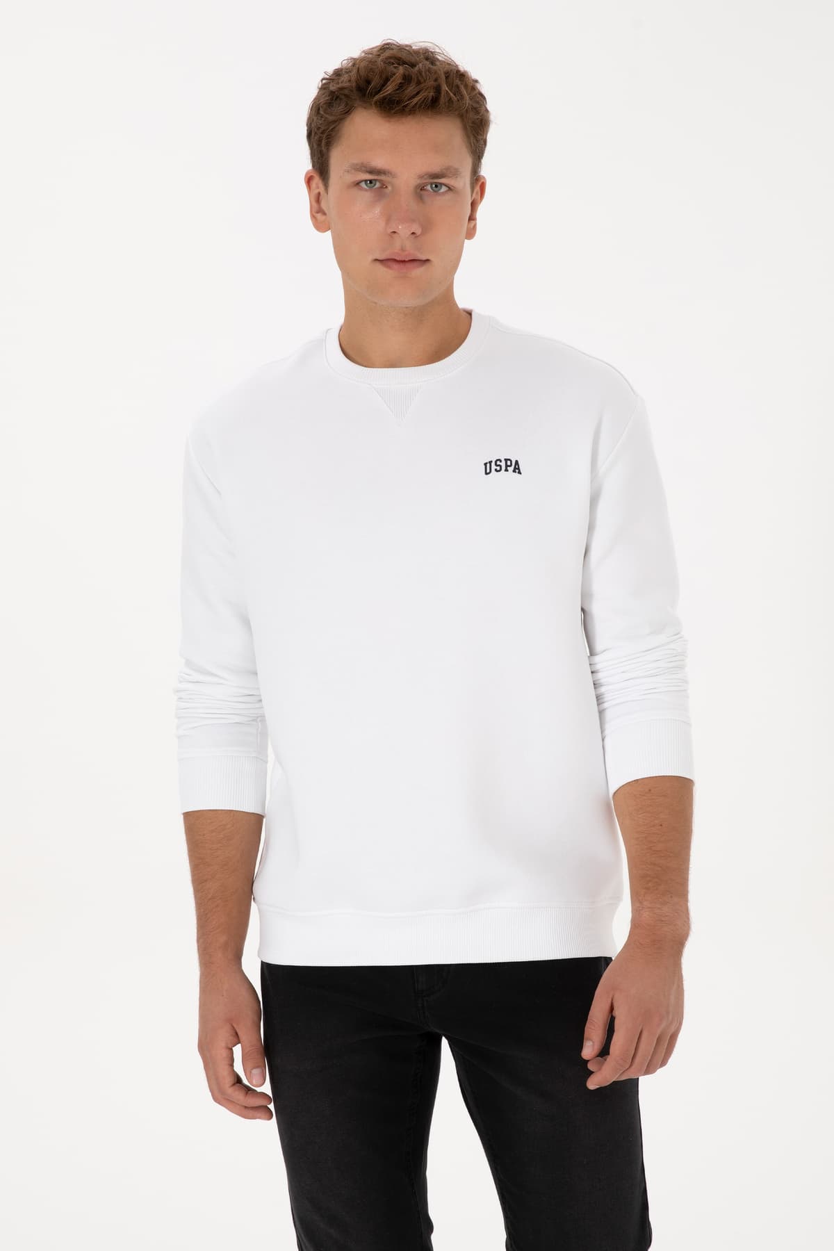 سوئیشرت مردانه U.S. Polo Assn. فیت راحت یقه گرد داخل پرزدار سفید مدل 50313757-VR013 سوئیشرت مردانه U.S. Polo Assn. فیت راحت یقه گرد داخل پرزدار سفید مدل 50313757-VR013