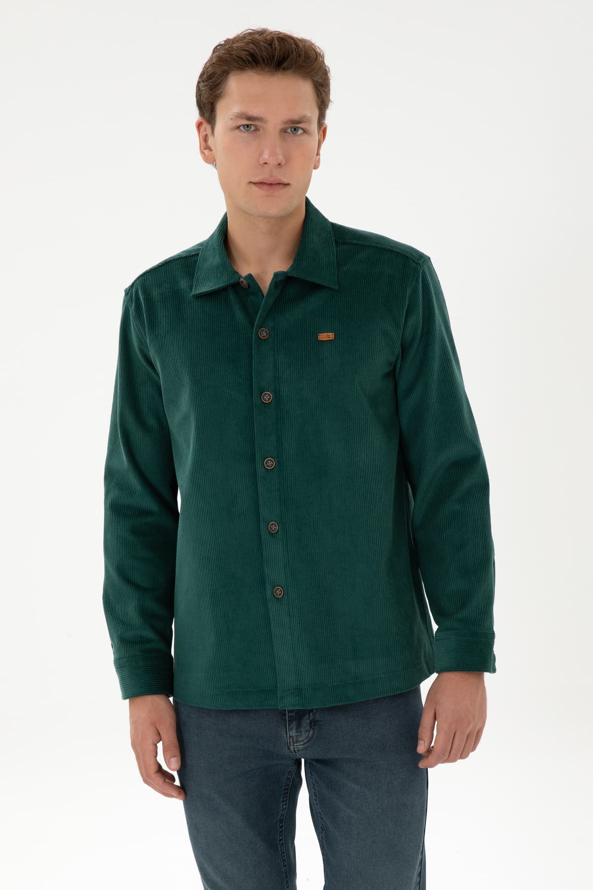 پیراهن مردانه U.S. Polo Assn. مخملی سبز تیره آستین بلند مدل 50316668-VR079 پیراهن مردانه U.S. Polo Assn. مخملی سبز تیره آستین بلند مدل 50316668-VR079