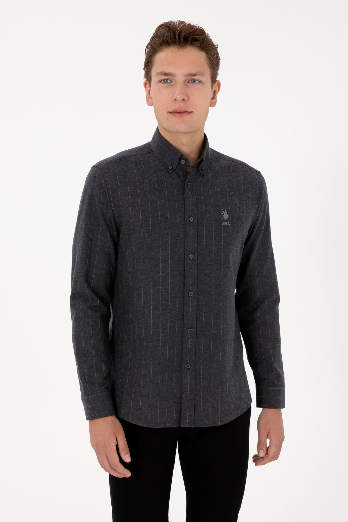 پیراهن مردانه آستینبلند U.S. Polo Assn. زغالی مدل 50316559-VR006 پیراهن مردانه آستینبلند U.S. Polo Assn. زغالی مدل 50316559-VR006