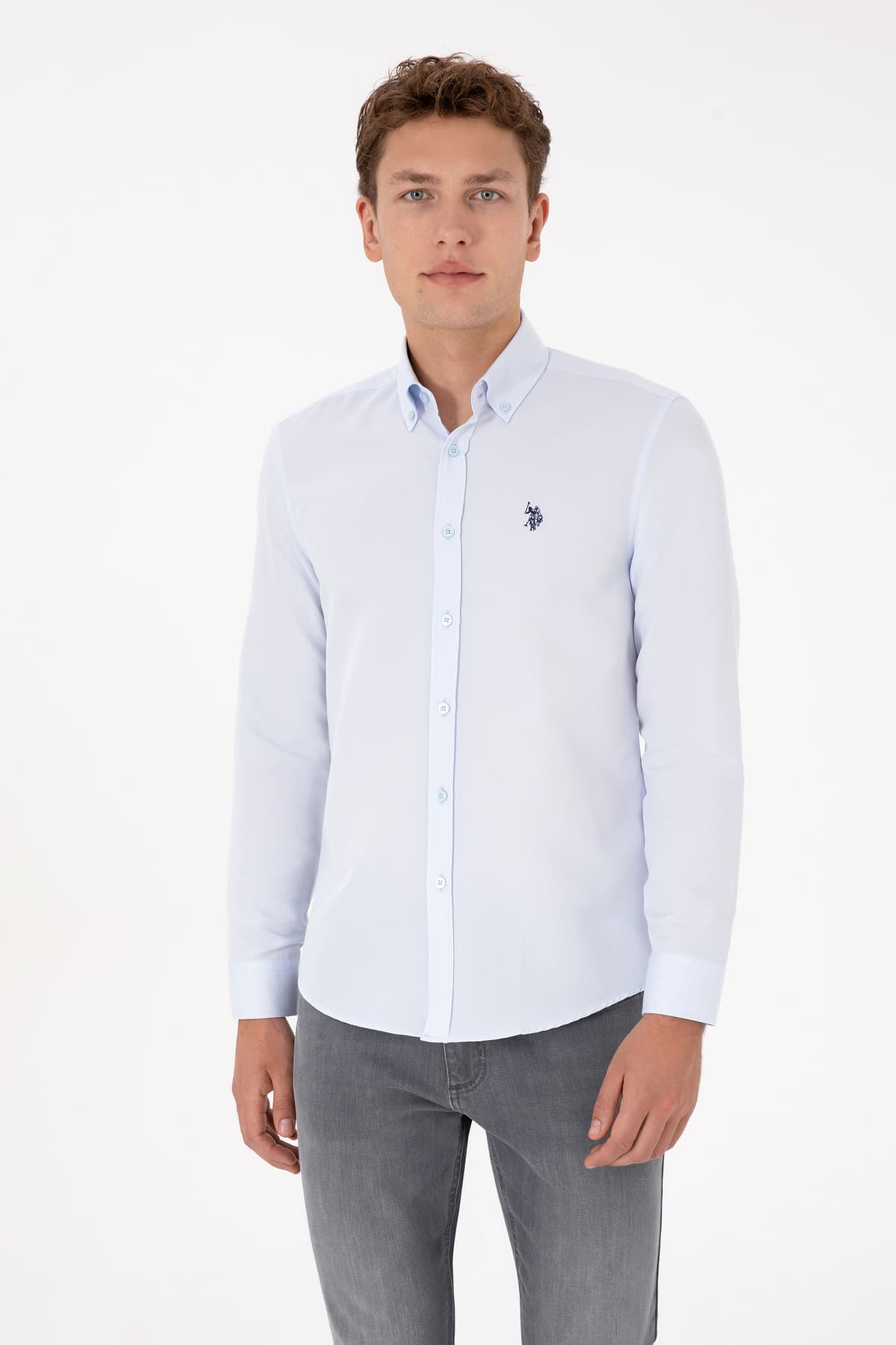 پیراهن مردانه U.S. Polo Assn. آبی روشن آستین بلند ساده مدل 50316723-VR003 پیراهن مردانه U.S. Polo Assn. آبی روشن آستین بلند ساده مدل 50316723-VR003