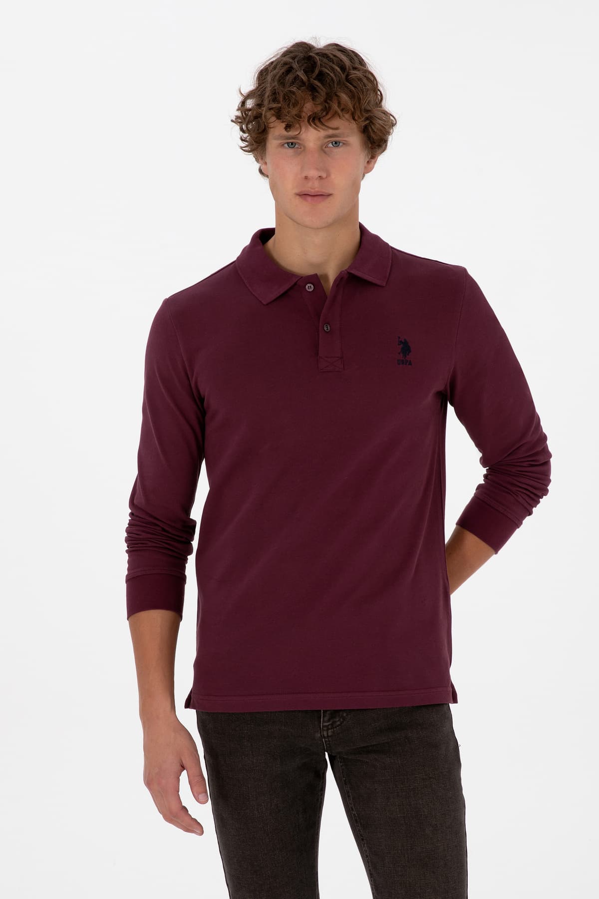 سوئیشرت مردانه U.S. Polo Assn. فیت معمولی یقه پولو بوردو تیره مدل 50307757-VR177 سوئیشرت مردانه U.S. Polo Assn. فیت معمولی یقه پولو بوردو تیره مدل 50307757-VR177