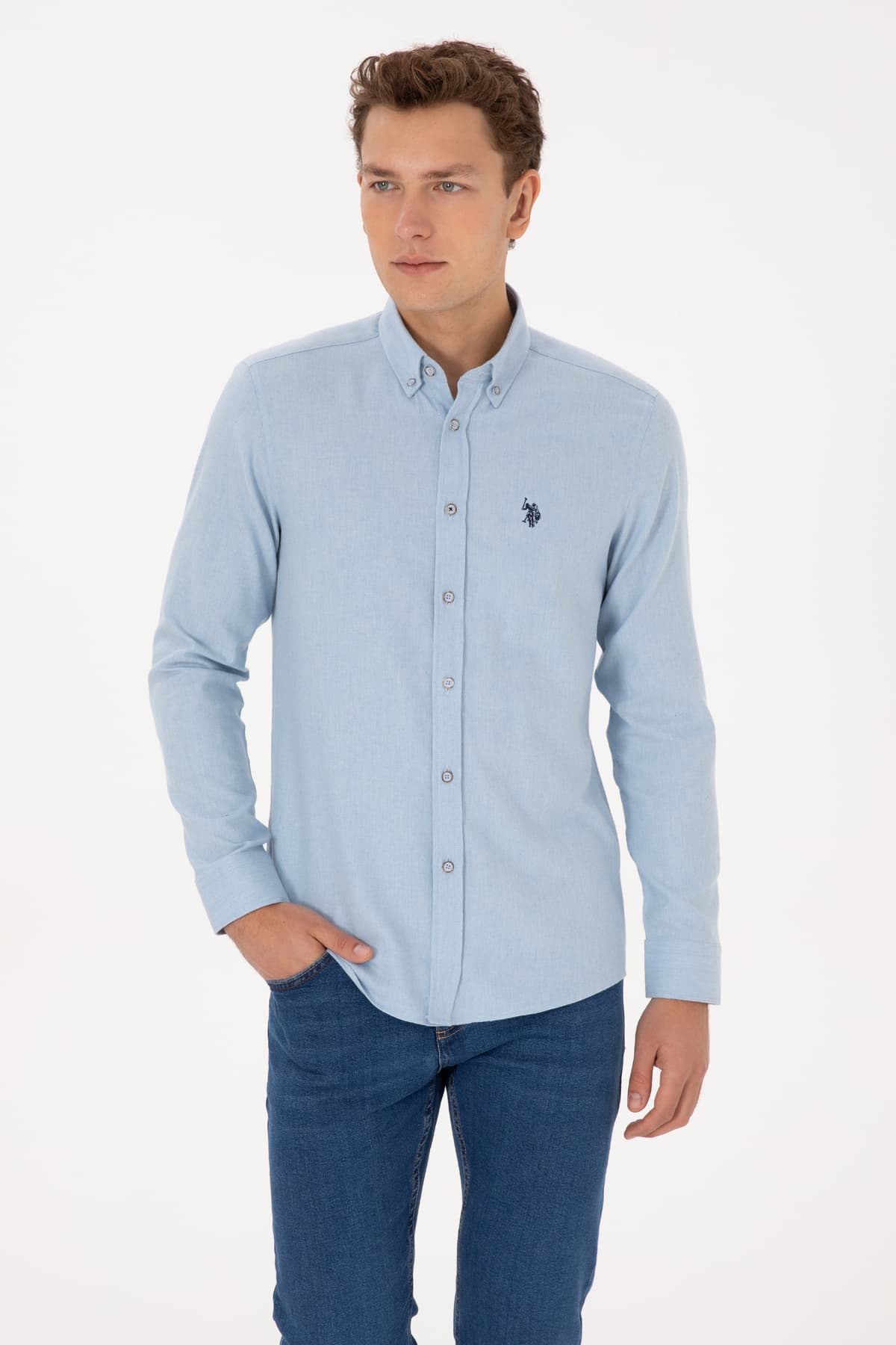 پیراهن آستینبلند مردانه U.S. Polo Assn. آبی روشن ساده مدل 50316721-VR003 پیراهن آستینبلند مردانه U.S. Polo Assn. آبی روشن ساده مدل 50316721-VR003
