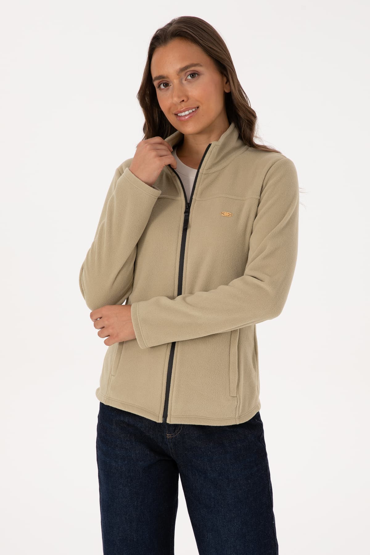 سوئیشرت پلار زنانه U.S. Polo Assn. خاکی روشن یقه ایستاده زیپدار مدل 50316729-VR183 سوئیشرت پلار زنانه U.S. Polo Assn. خاکی روشن یقه ایستاده زیپدار مدل 50316729-VR183