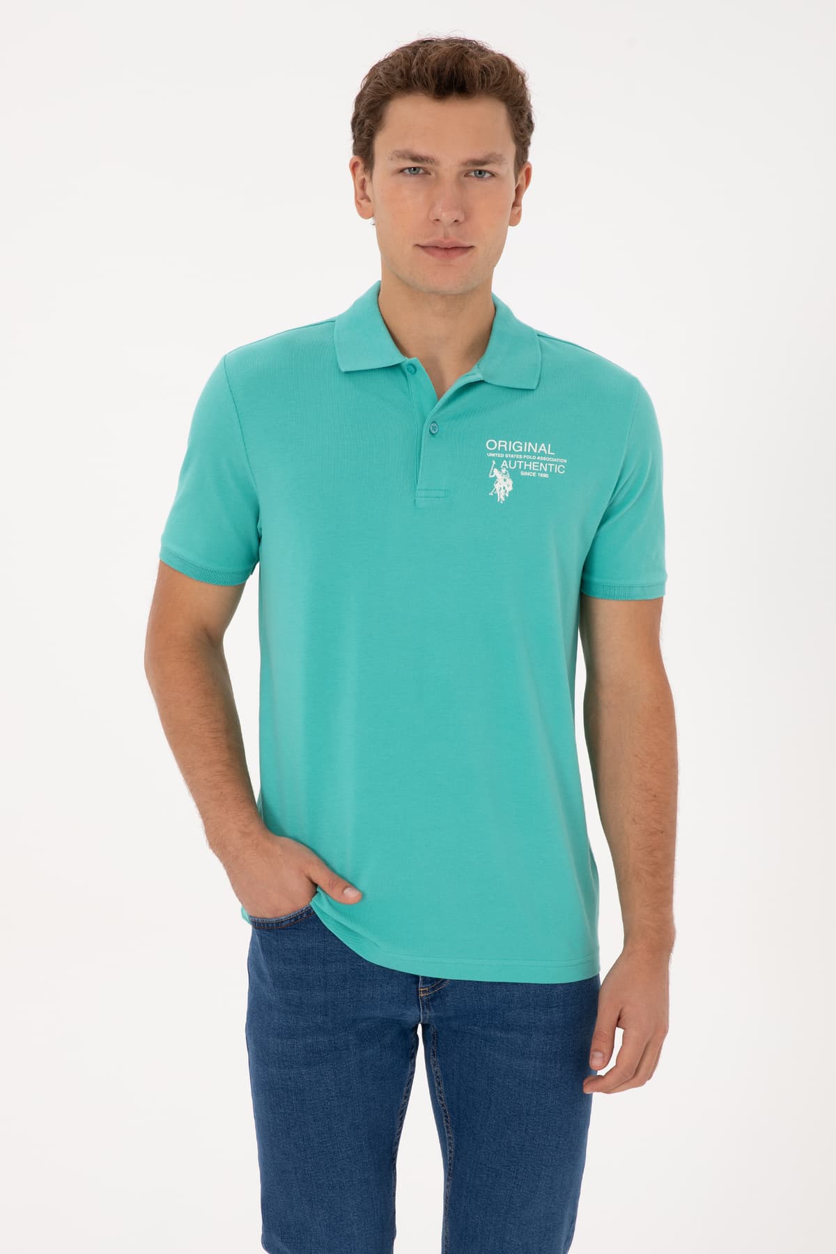 تیشرت مردانه U.S. Polo Assn. نعنایی فیت معمولی یقه پولو مدل 50324903-VR090 تیشرت مردانه U.S. Polo Assn. نعنایی فیت معمولی یقه پولو مدل 50324903-VR090