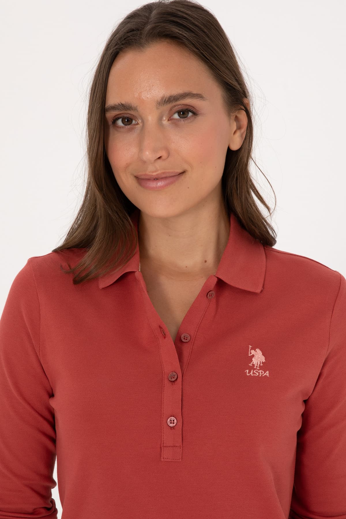 سوئیشرت زنانه U.S. Polo Assn. قرمز آجری یقه پولو بیسیک مدل 50307755-VR026 سوئیشرت زنانه U.S. Polo Assn. قرمز آجری یقه پولو بیسیک مدل 50307755-VR026