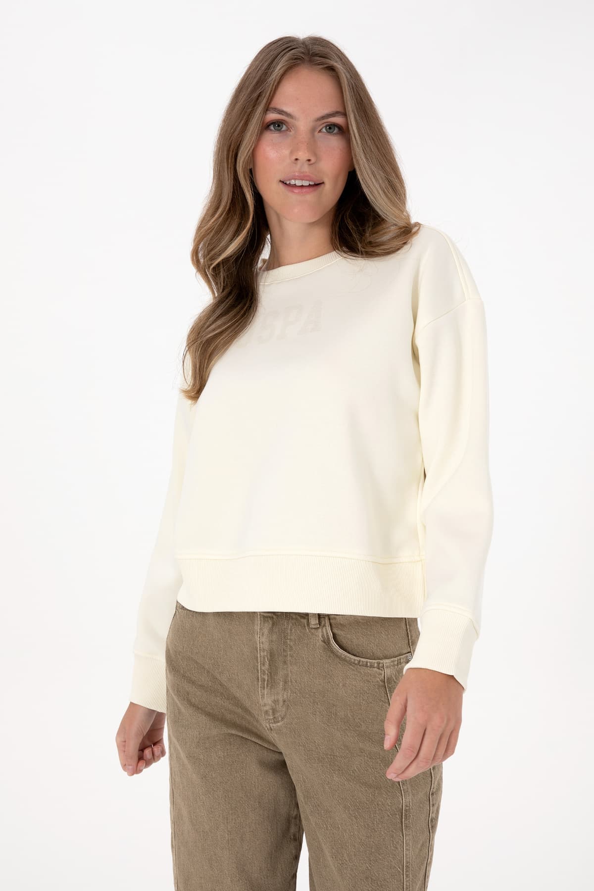 سوئیشرت زنانه U.S. Polo Assn. کرم یقه گرد Basic مدل 50307752-VR256 سوئیشرت زنانه U.S. Polo Assn. کرم یقه گرد Basic مدل 50307752-VR256