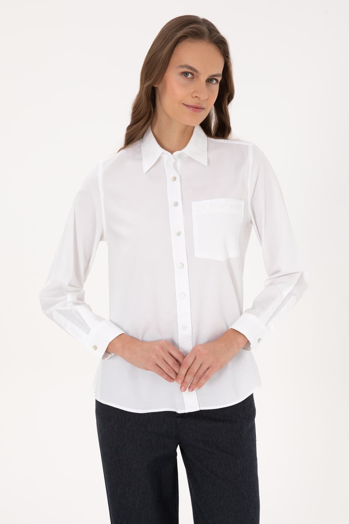 پیراهن زنانه U.S. Polo Assn. سفید آستین بلند مدل 50308971-VR013 پیراهن زنانه U.S. Polo Assn. سفید آستین بلند مدل 50308971-VR013