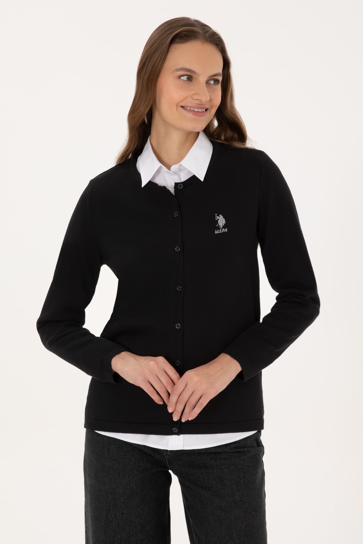کاردیگان بافت زنانه U.S. Polo Assn. مشکی بیسیک مدل 50313624-VR046 کاردیگان بافت زنانه U.S. Polo Assn. مشکی بیسیک مدل 50313624-VR046