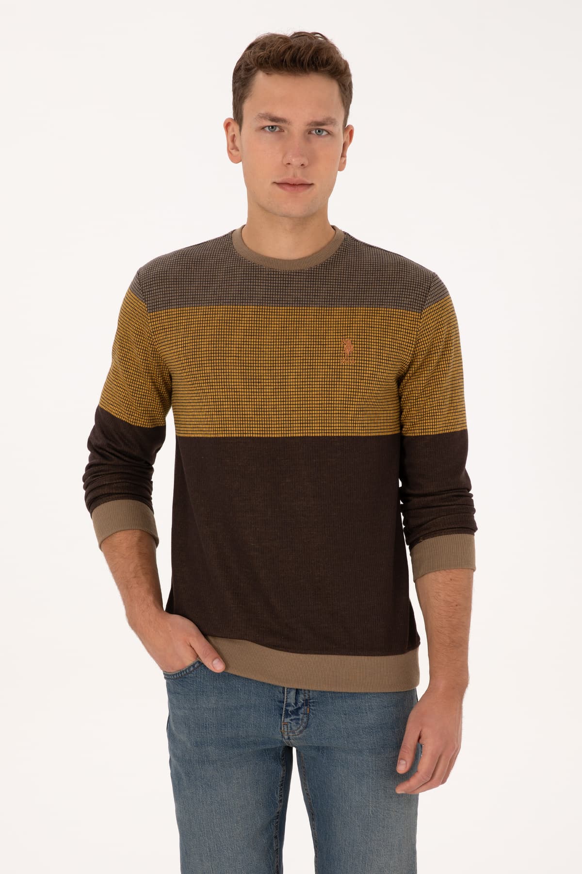 سوئیشرت مردانه U.S. Polo Assn. فیت معمولی یقه گرد شتری مدل 50308912-VR233 سوئیشرت مردانه U.S. Polo Assn. فیت معمولی یقه گرد شتری مدل 50308912-VR233