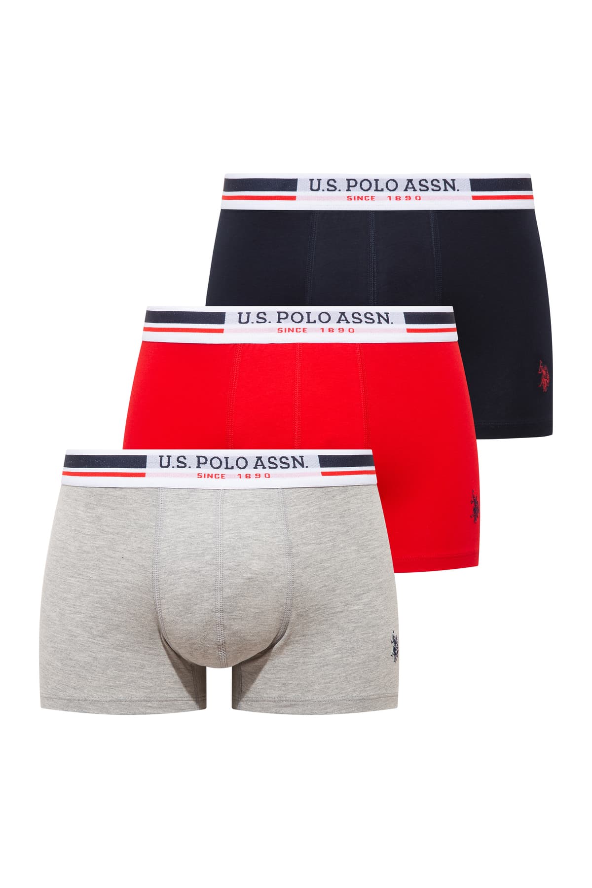 باکسر مردانه U.S. Polo Assn. مدل 80651 200 سهتایی سرمهای قرمز طوسی ملانژ باکسر مردانه U.S. Polo Assn. مدل 80651 200 سهتایی سرمهای قرمز طوسی ملانژ