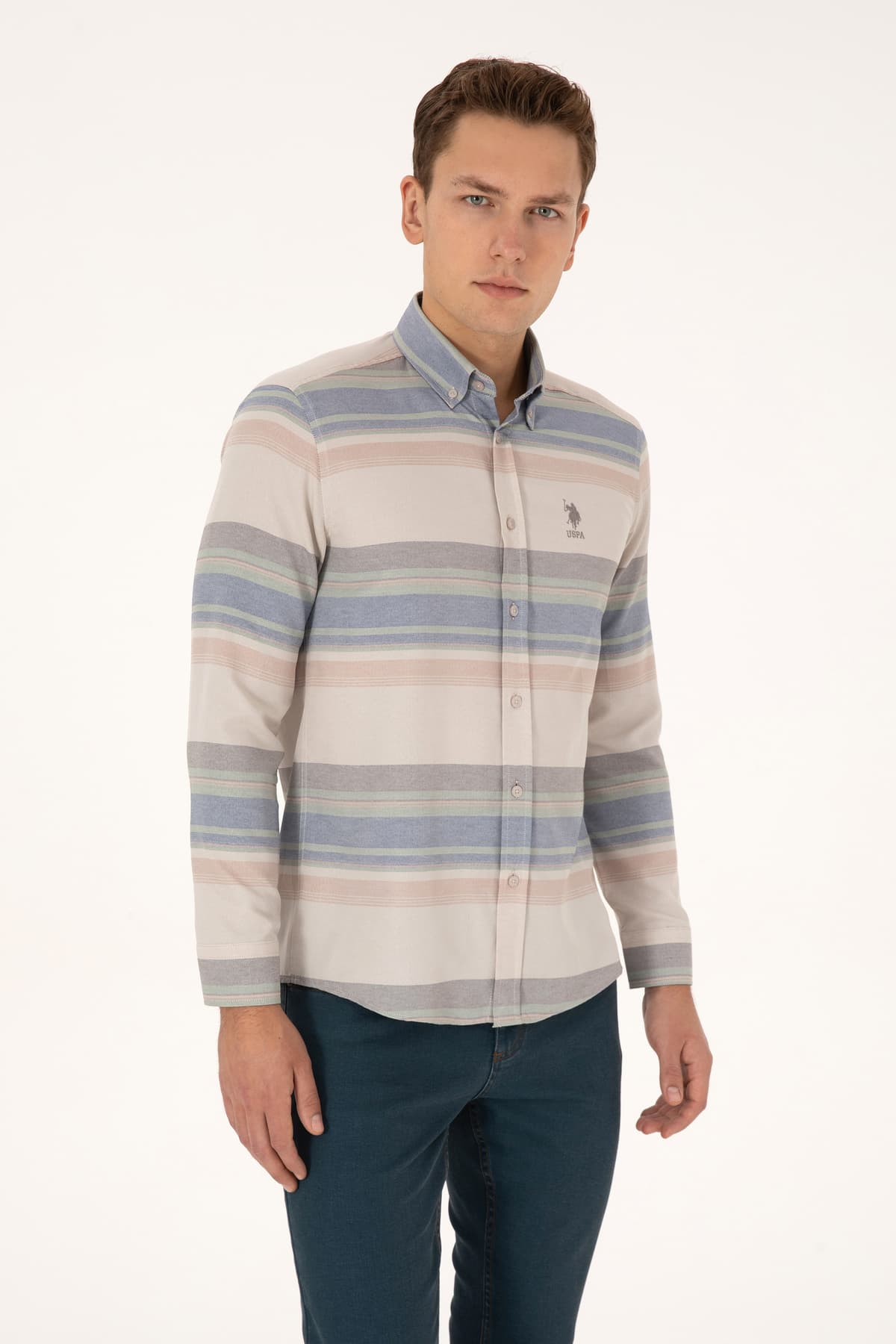 پیراهن مردانه U.S. Polo Assn. سنگی آستین بلند طرحدار مدل 50316648-VR049 پیراهن مردانه U.S. Polo Assn. سنگی آستین بلند طرحدار مدل 50316648-VR049