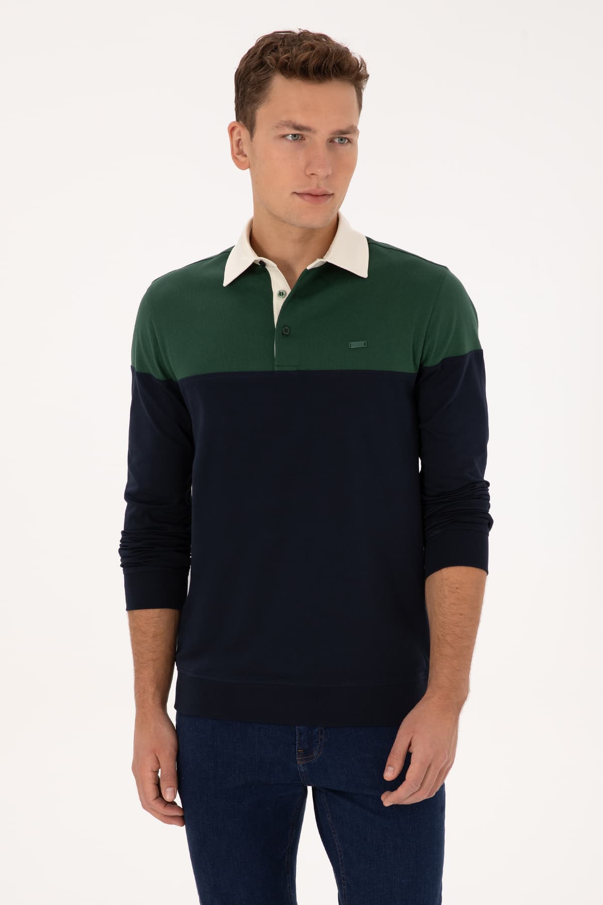 سویشرت مردانه U.S. Polo Assn. یقه پولو سبز تیره فیت معمولی مدل 50316428-VR079 سویشرت مردانه U.S. Polo Assn. یقه پولو سبز تیره فیت معمولی مدل 50316428-VR079