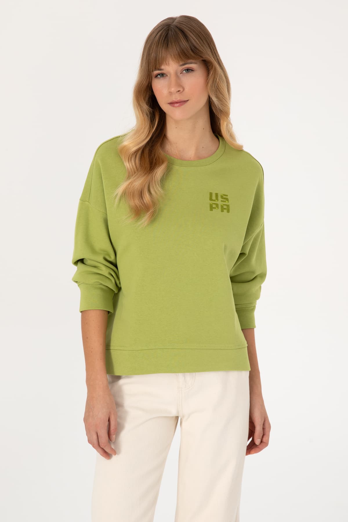 سوئیشرت زنانه U.S. Polo Assn. سبز پستهای یقه گرد بیسیک مدل 50313565-VR087 سوئیشرت زنانه U.S. Polo Assn. سبز پستهای یقه گرد بیسیک مدل 50313565-VR087