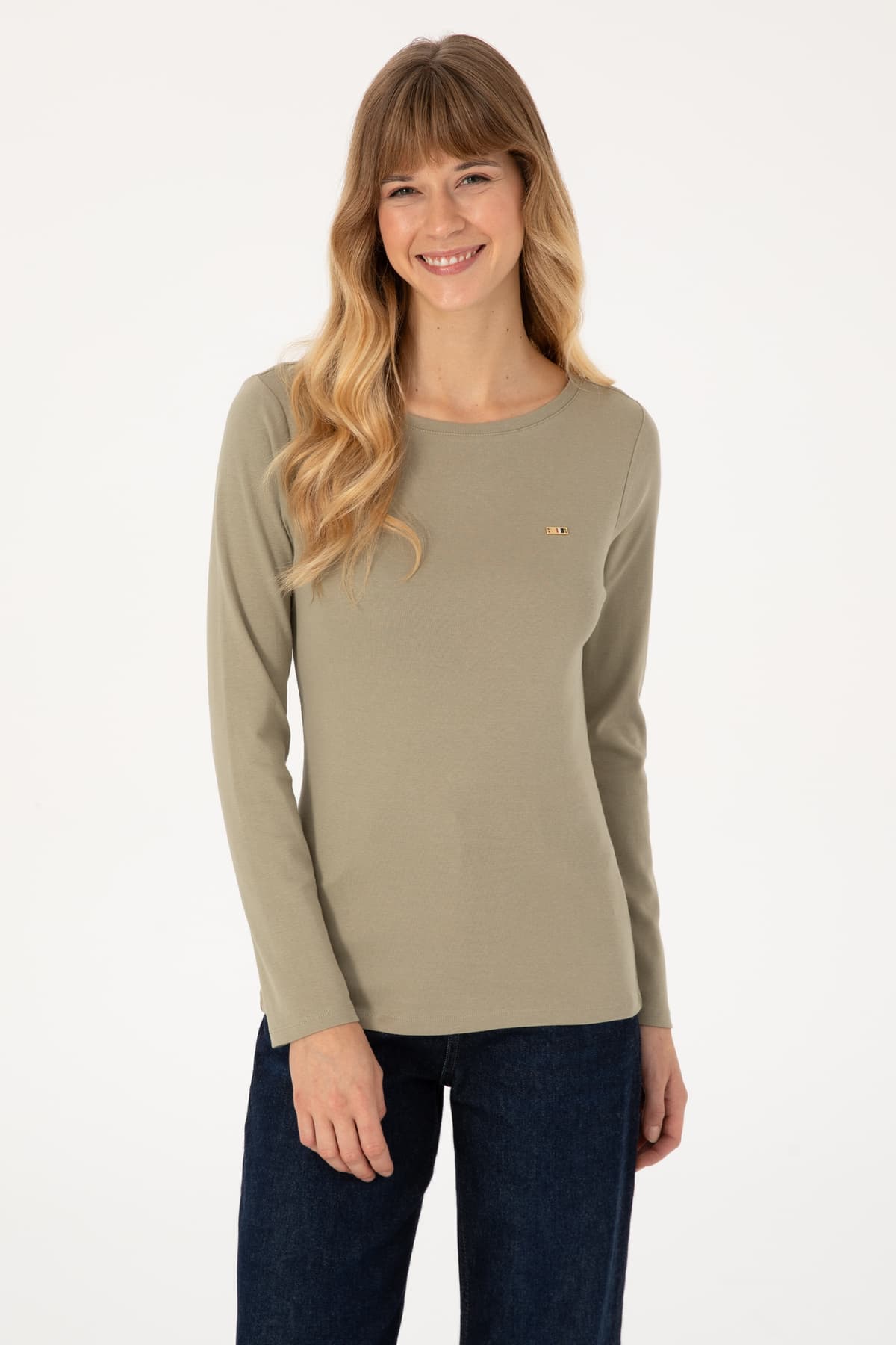 سویشرت زنانه U.S. Polo Assn. خاکی روشن اسلیم یقه گرد مدل 50315419-VR183 سویشرت زنانه U.S. Polo Assn. خاکی روشن اسلیم یقه گرد مدل 50315419-VR183